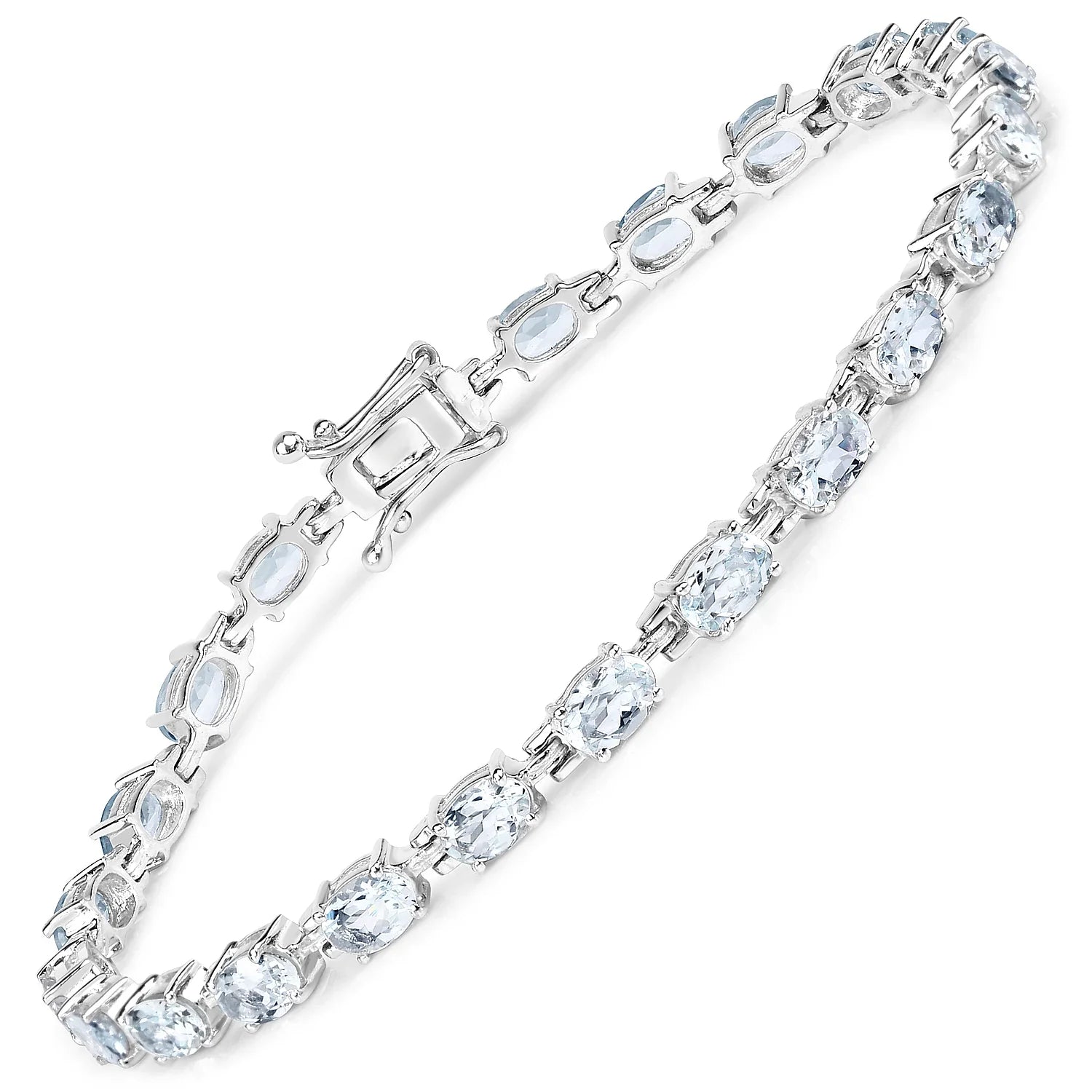 Genuine Aquamarine Tennis Bracelet Silver