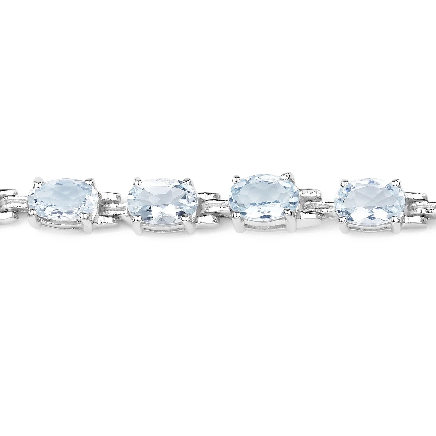 Genuine Aquamarine Tennis Bracelet Silver