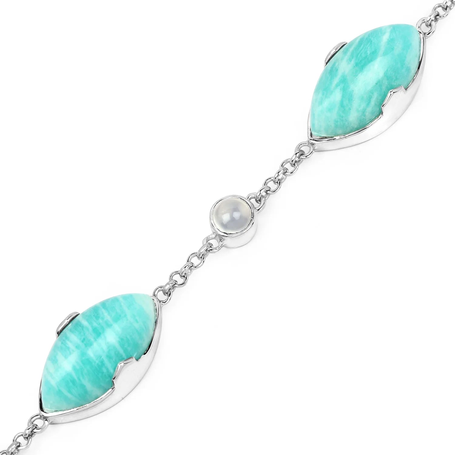 Genuine Amazonite and White Agate Strand Bracelet
