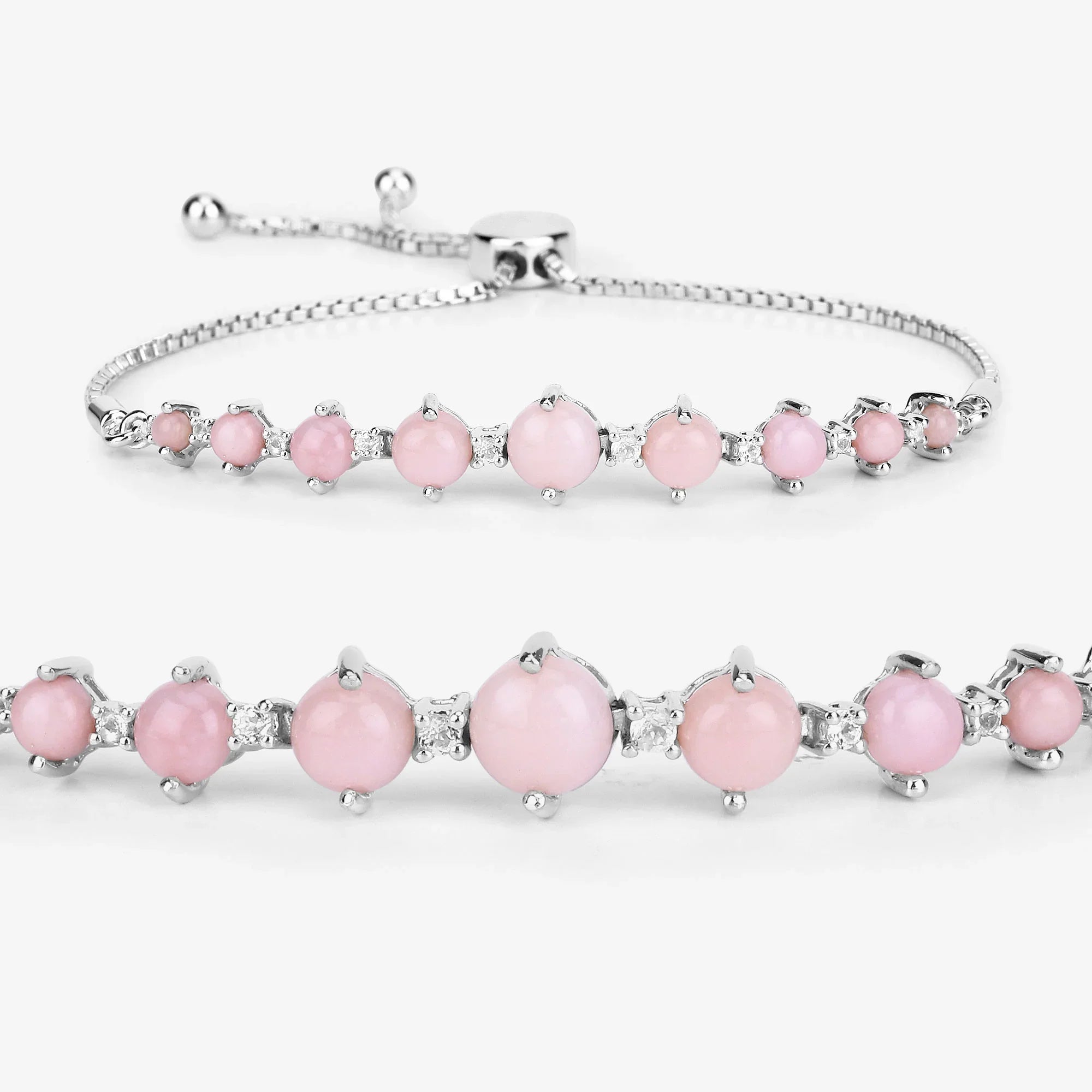 Genuine 925 Sterling Silver Pink Opal Bracelet