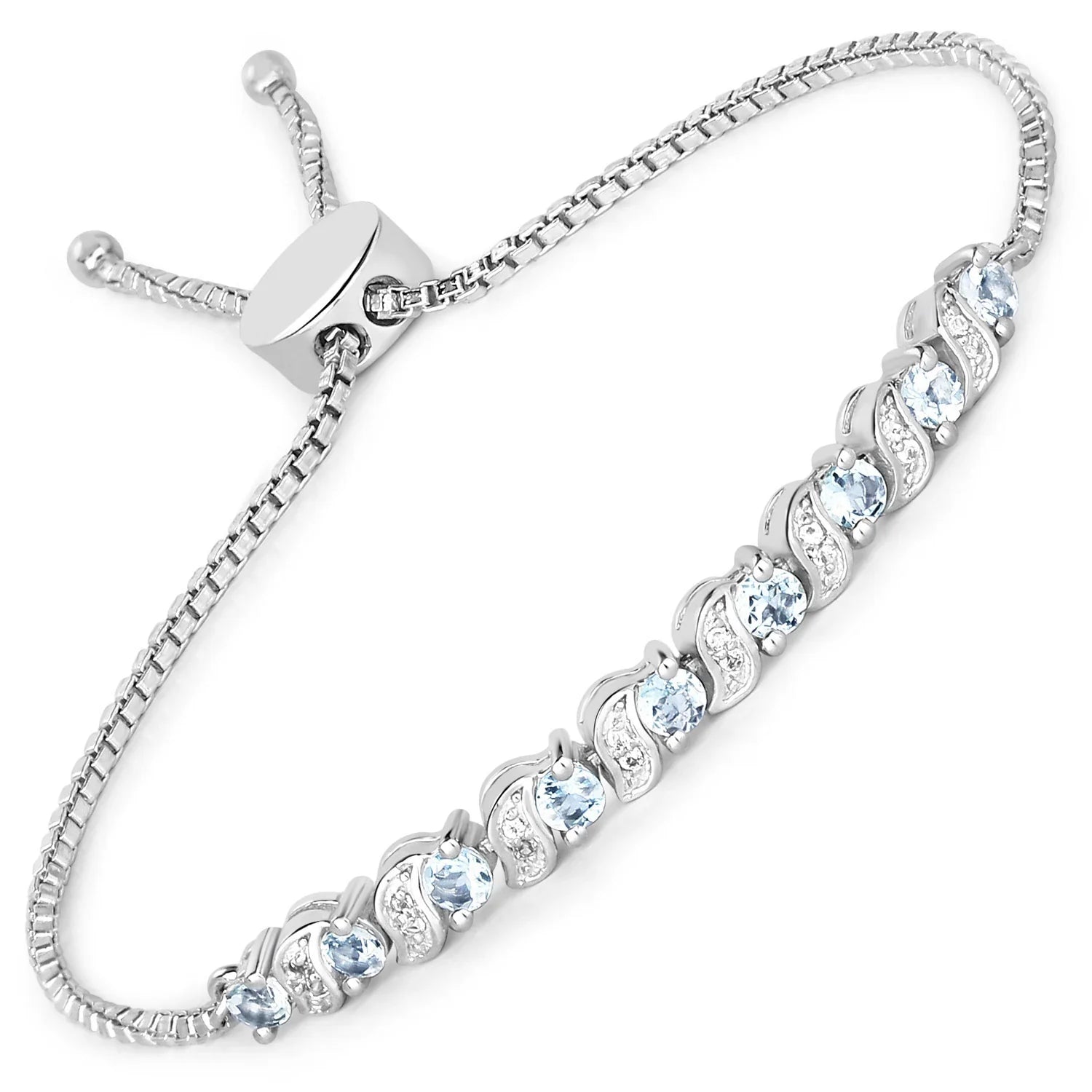 Genuine Aquamarine Bolo Bracelet