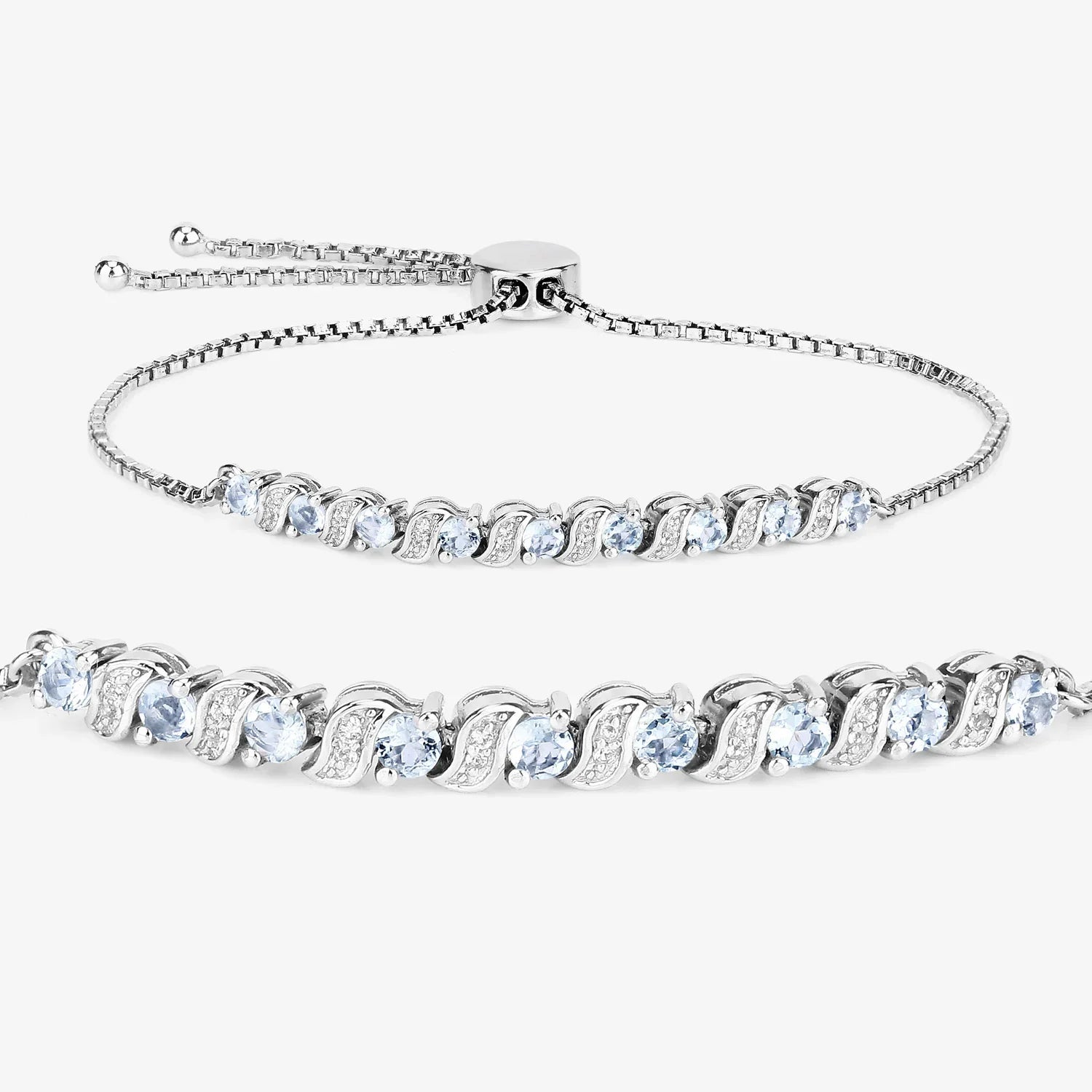 Genuine Aquamarine Bolo Bracelet