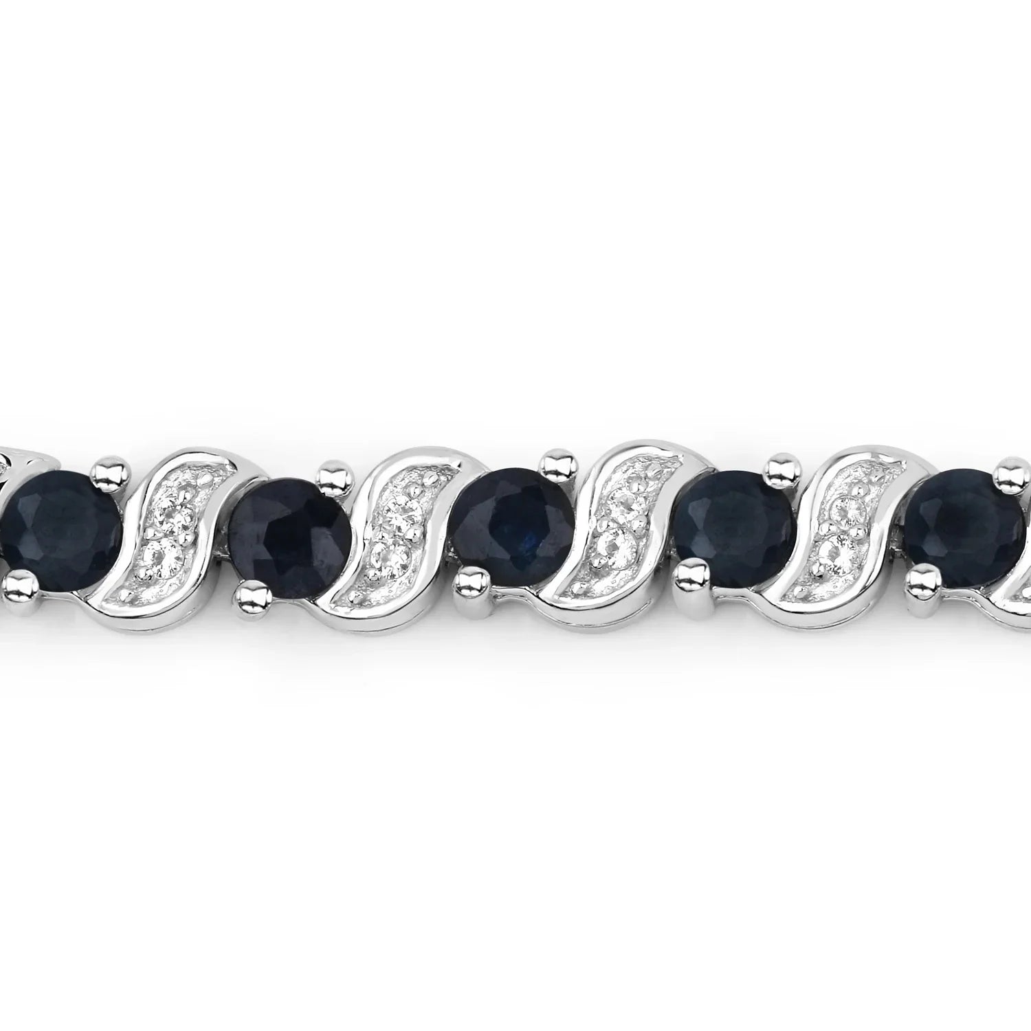 Genuine Blue Sapphire and White Topaz Bolo Bracelet