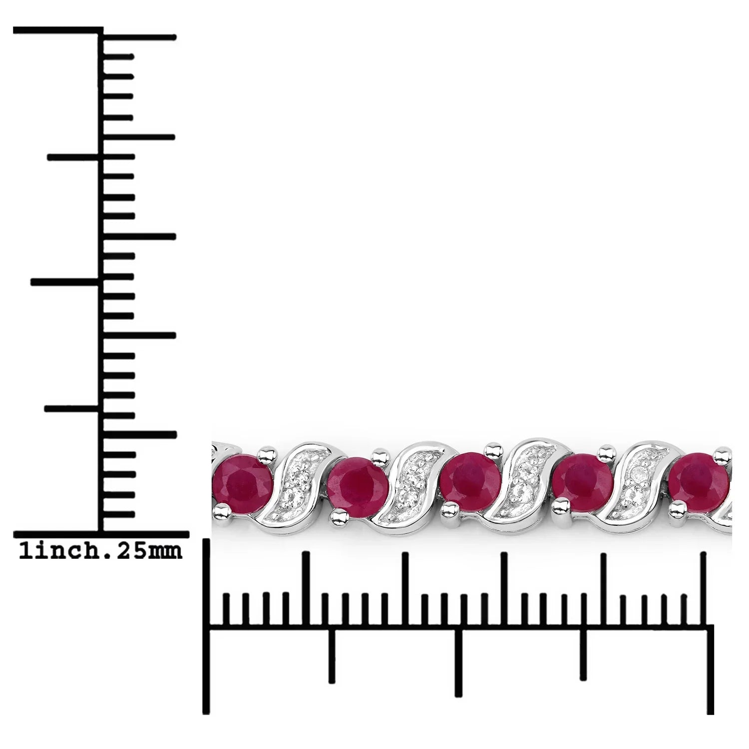 Genuine Ruby and White Topaz Bolo Bracelet
