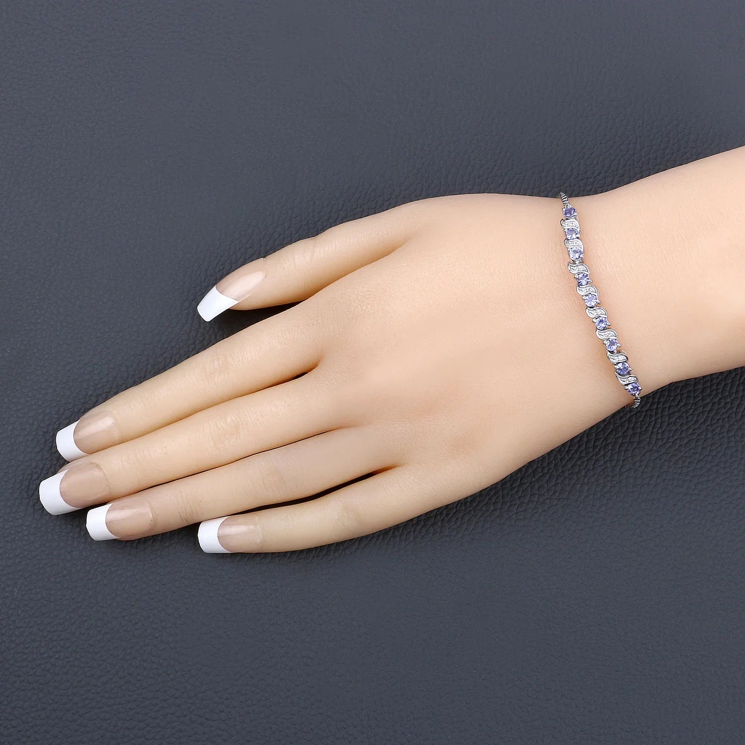 Genuine Tanzanite and White Topaz Bolo Bracelet