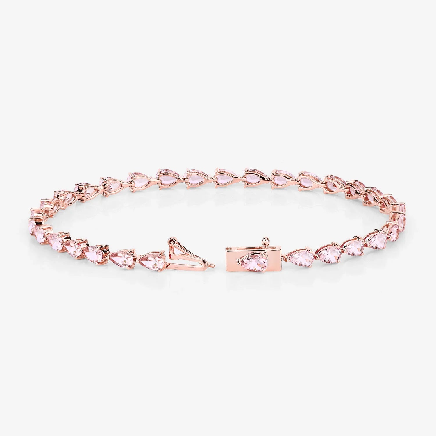 Genuine 10K Rose Gold Morganite Tennis Bracelet