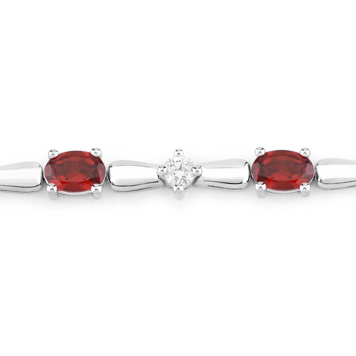 5.05 Cttw Oval Red Garnet and Lab Diamond Rhodium over Silver Tennis Bracelet