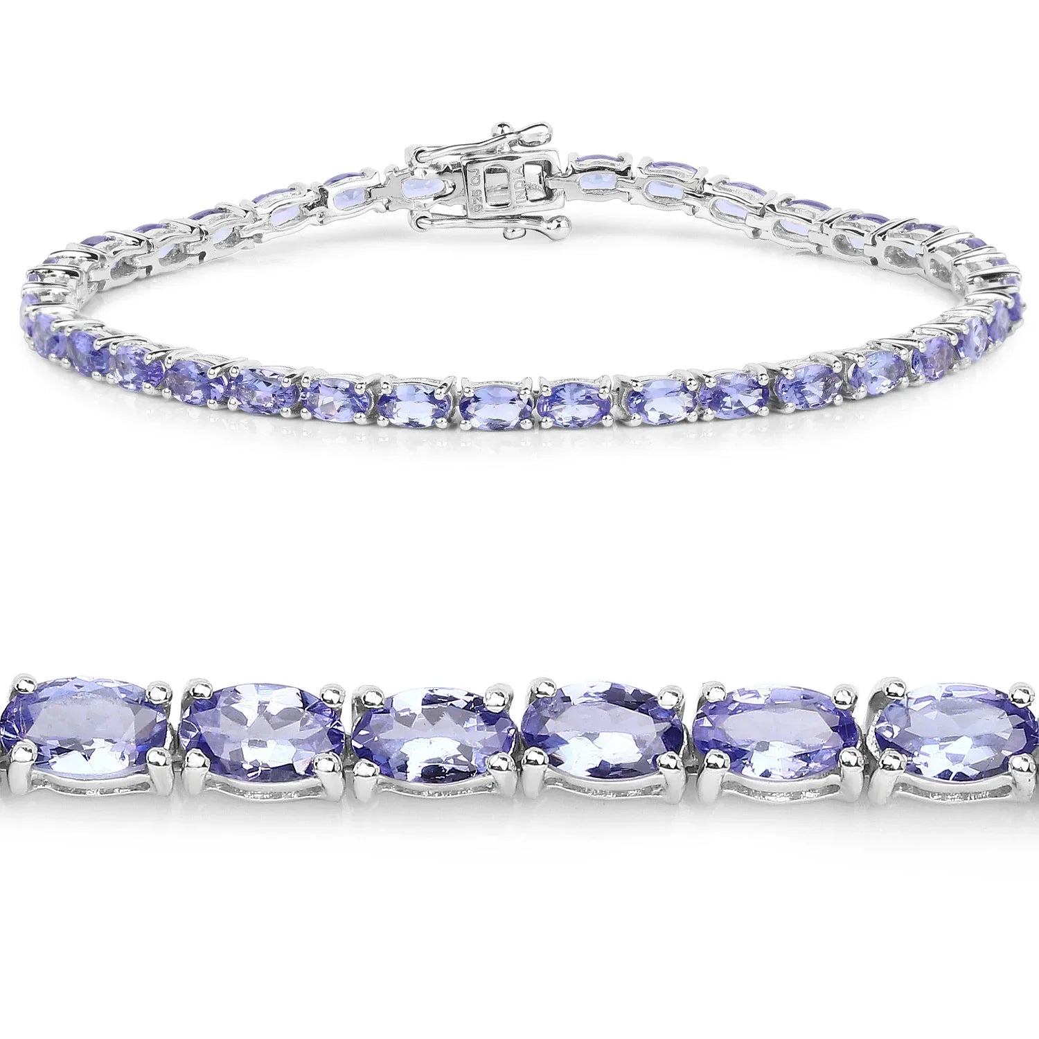Natural Purple Tanzanite Silver Tennis Bracelet