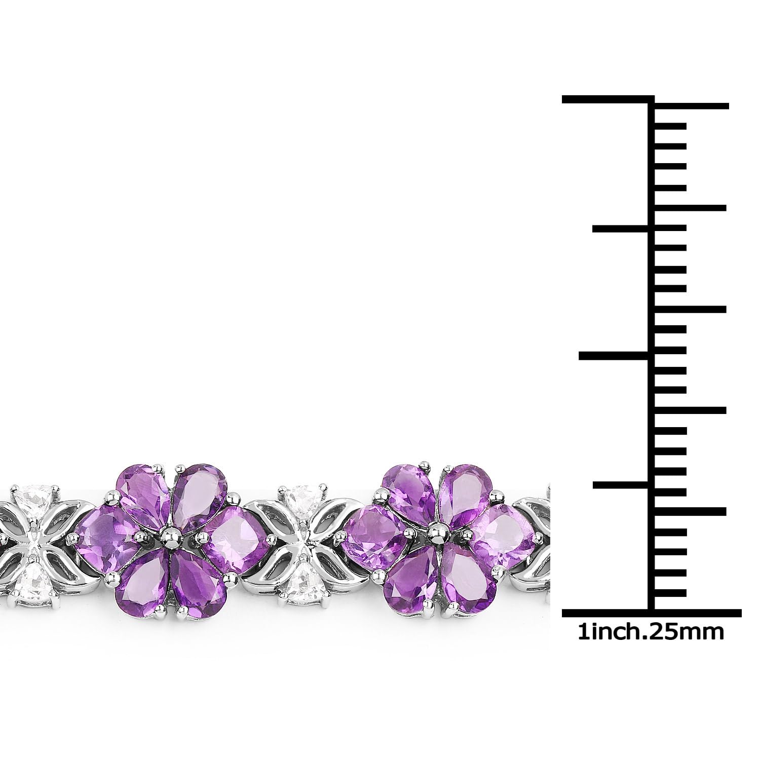 Natural Amethyst Flower Tennis Bracelet Silver Fine Color Jewels