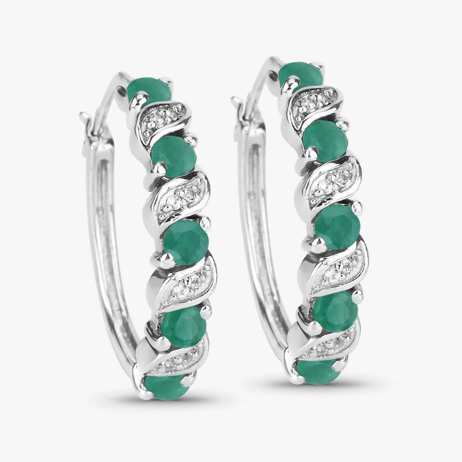 Genuine Green Emerald Hoop Earrings
