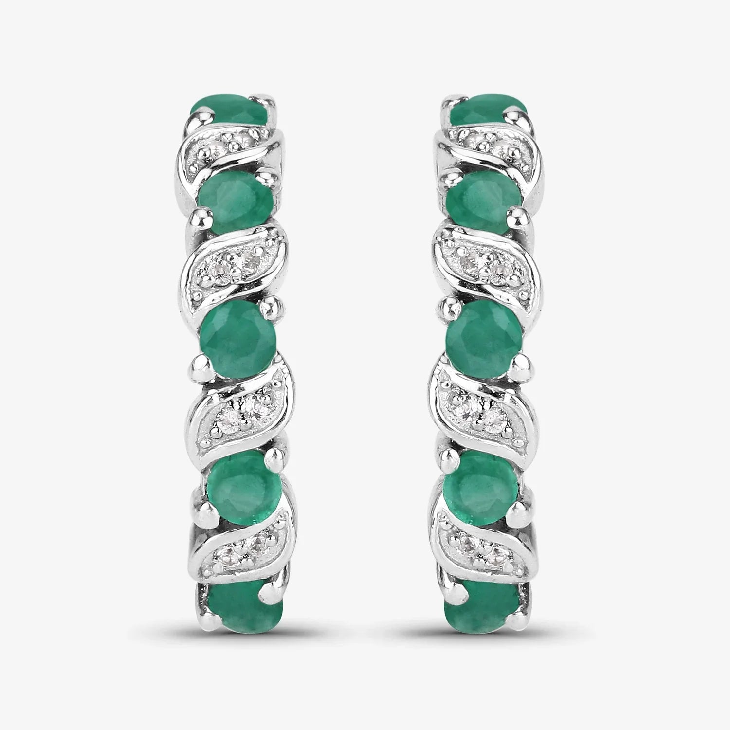 Genuine Green Emerald Hoop Earrings