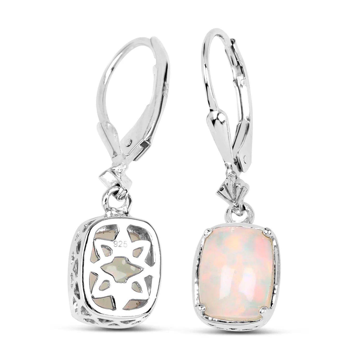 Sterling Silver Genuine Ethiopian Opal Earrings