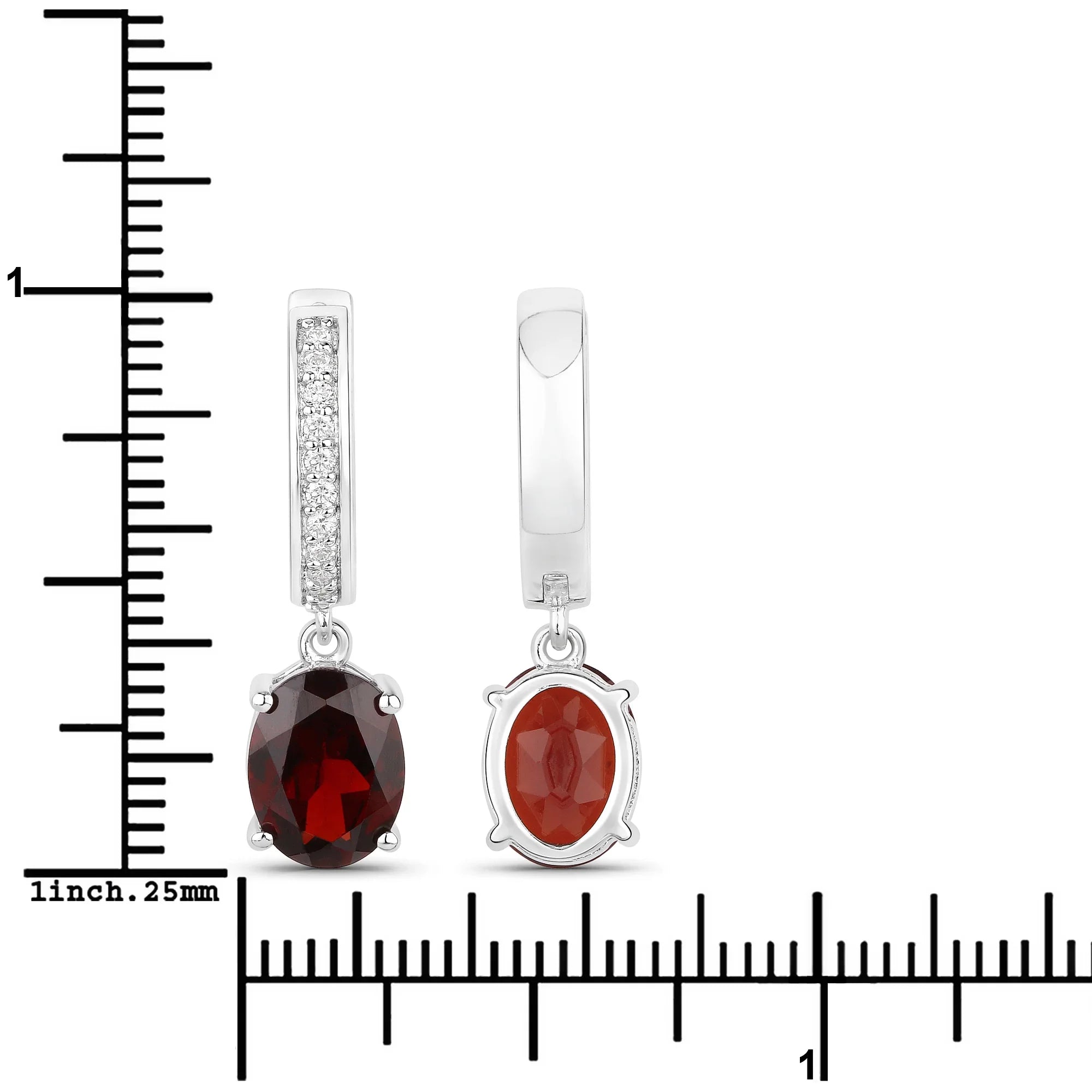 Natural Garnet Lab Diamond Dangle Earrings