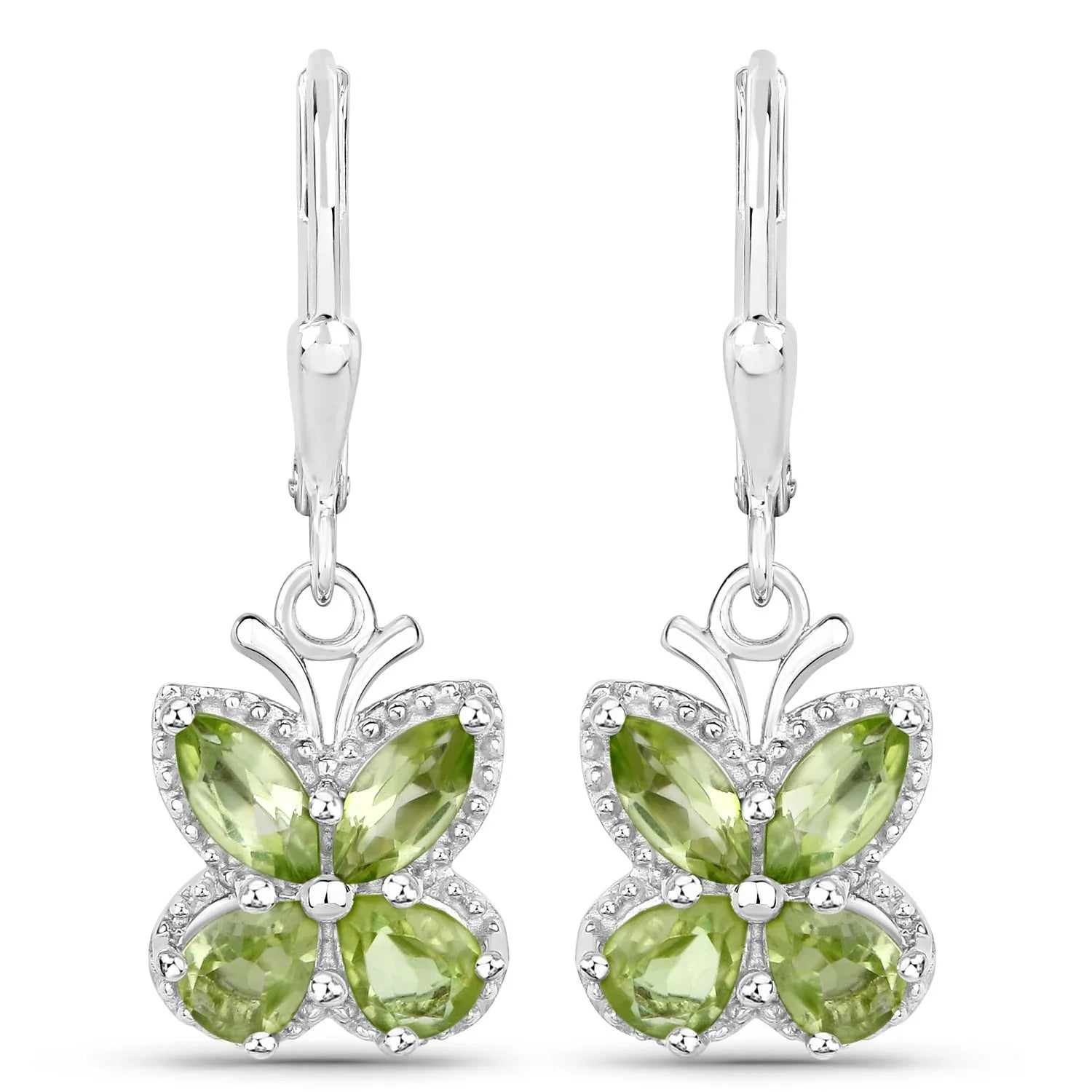 Natural Green Peridot Butterfly Earrings