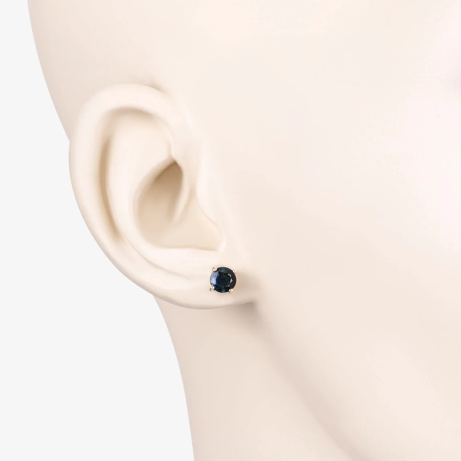 Genuine Blue Sapphire 10K Gold Round Earrings