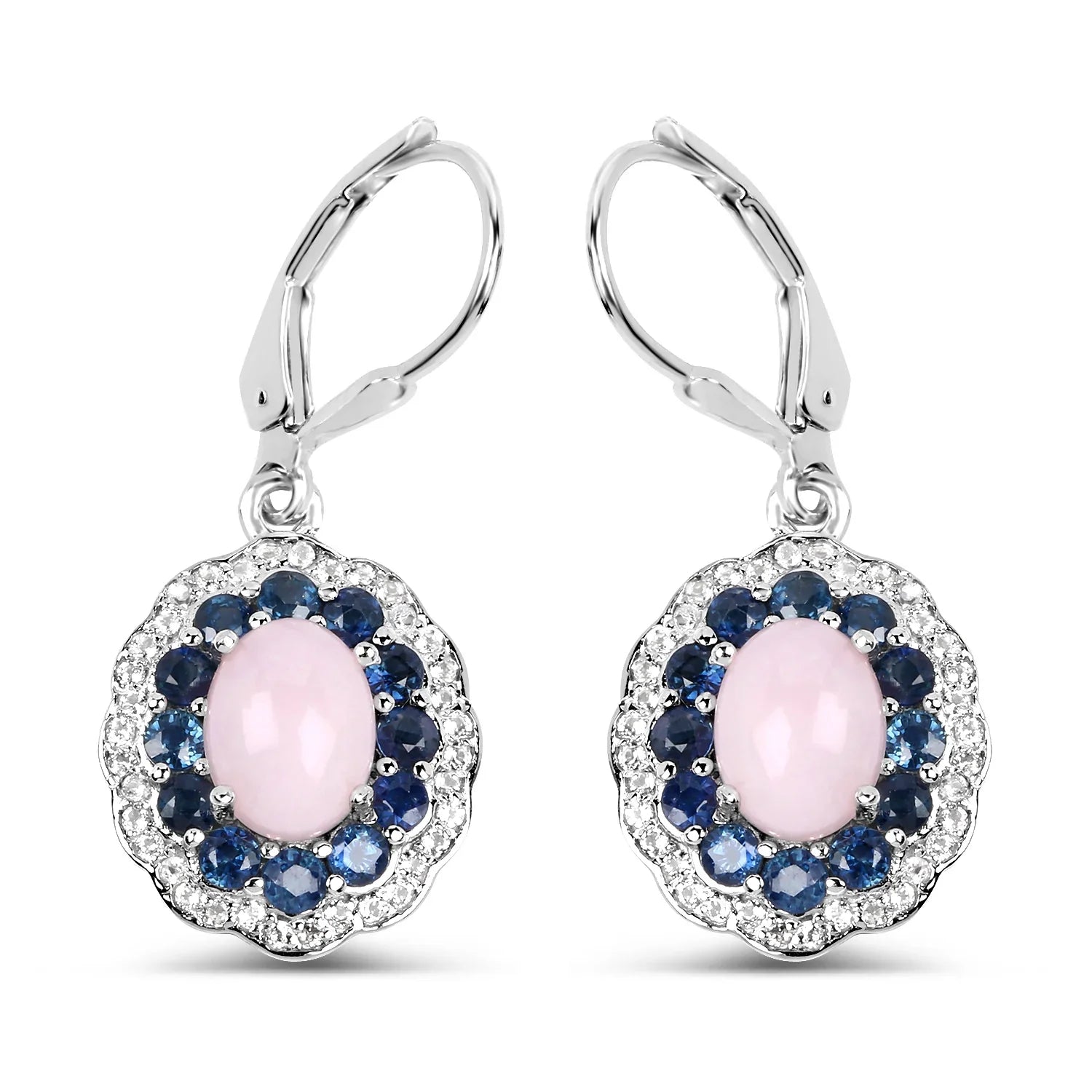 Genuine 925 Sterling Silver Opal Pink Earrings
