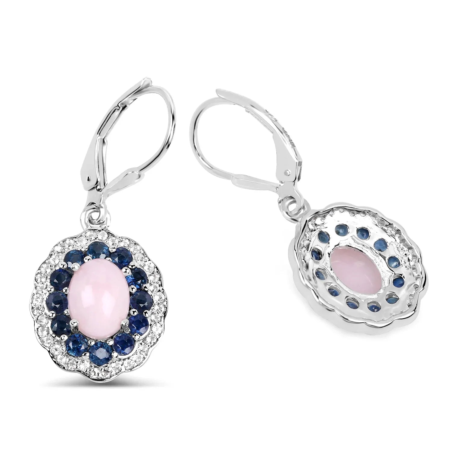 Genuine 925 Sterling Silver Opal Pink Earrings