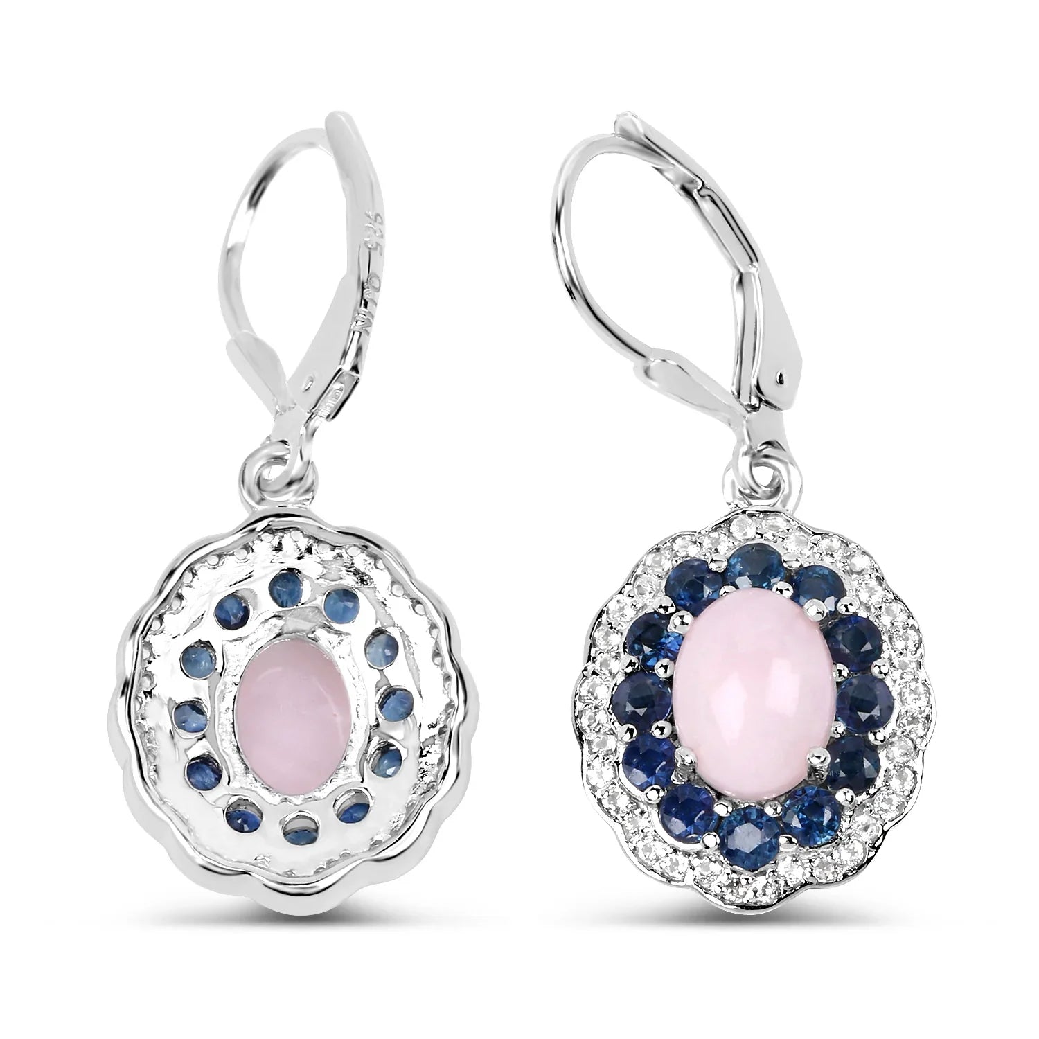Genuine 925 Sterling Silver Opal Pink Earrings