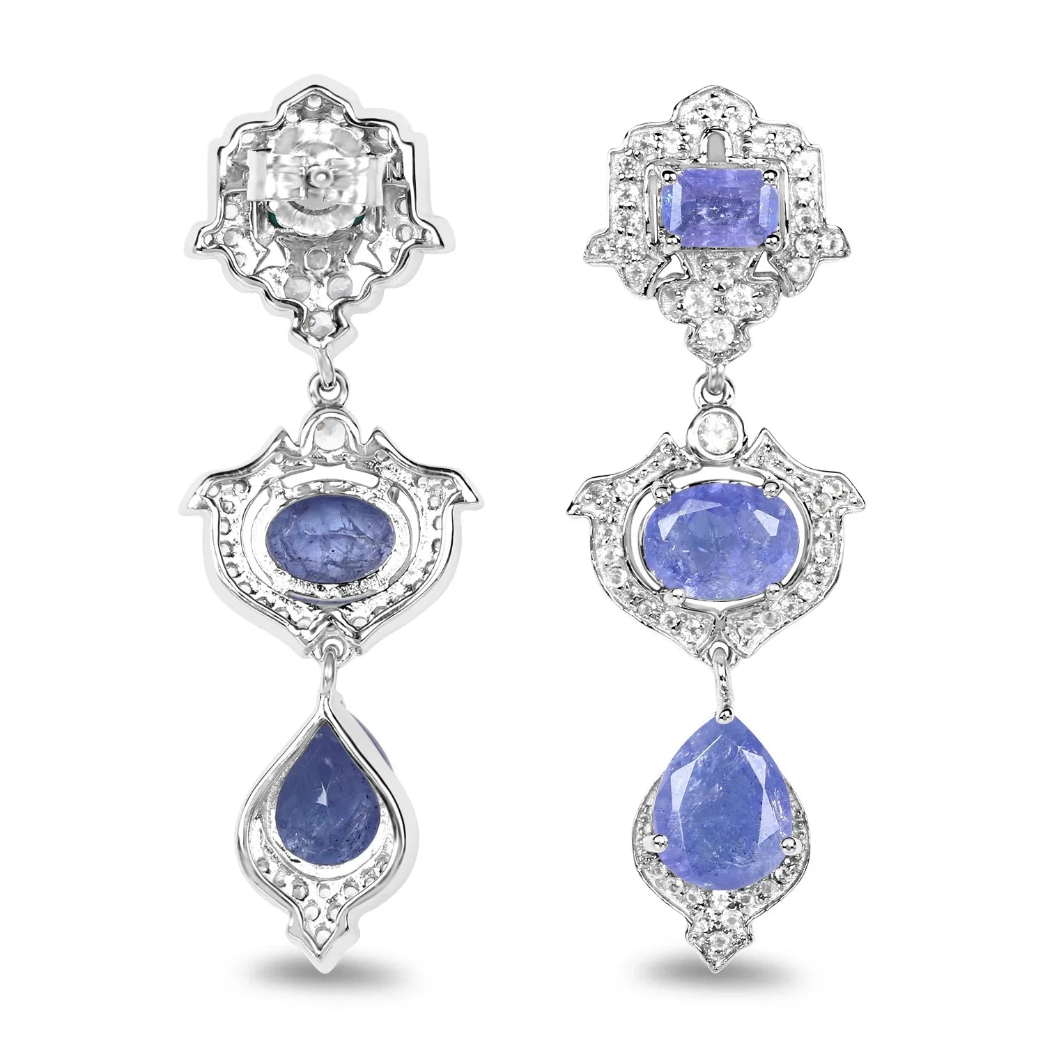 Genuine Violet Tanzanite and Silver Earrings