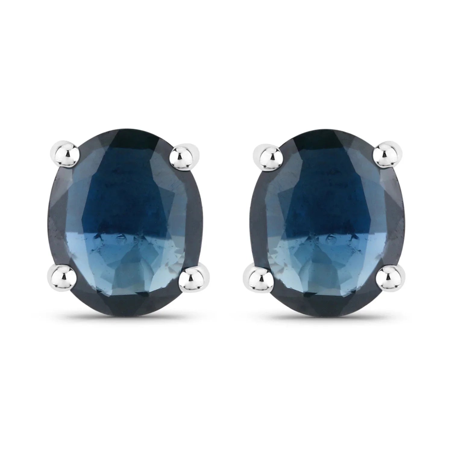 Genuine Blue Sapphire 10K Gold Oval Earrings