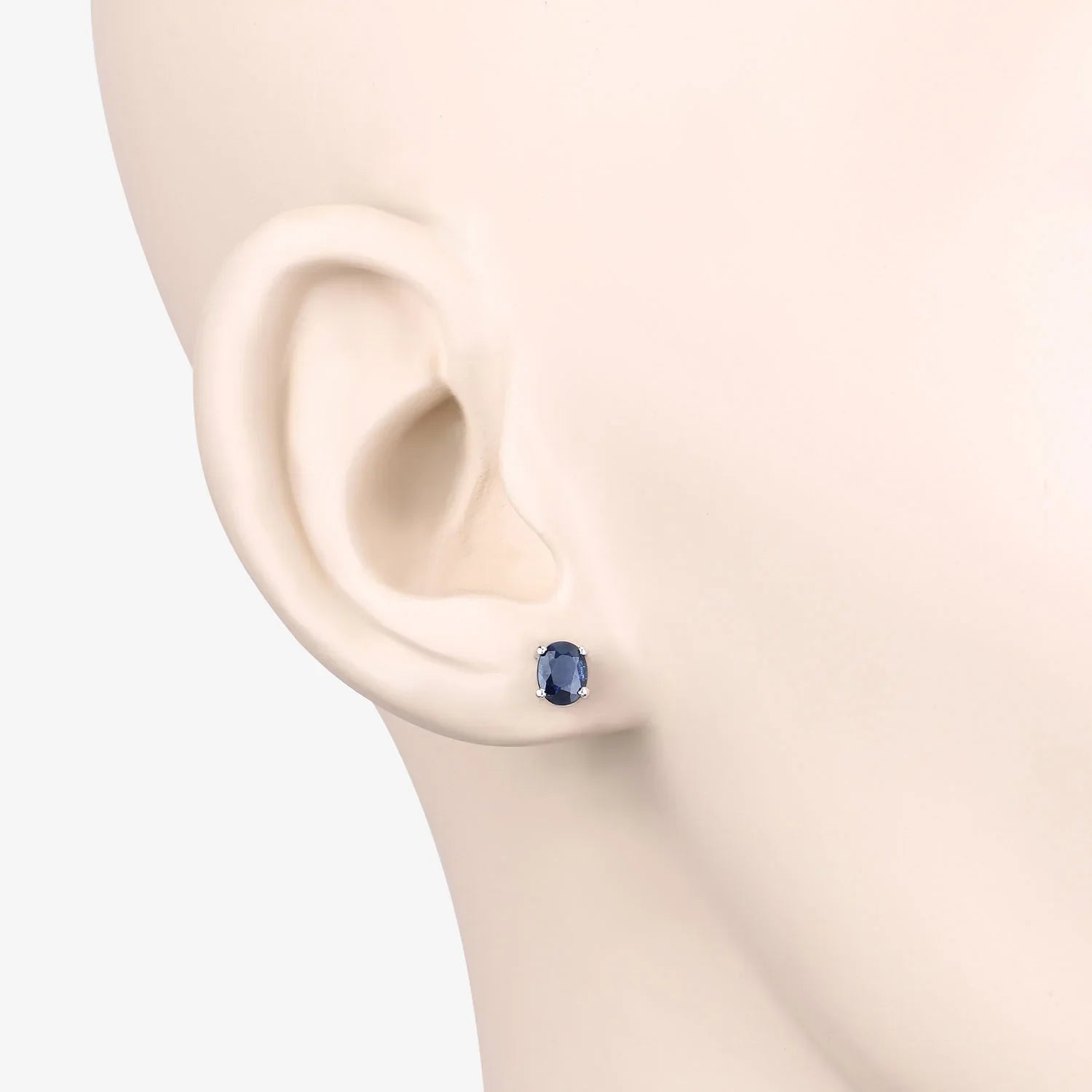 Genuine Blue Sapphire 10K Gold Oval Earrings