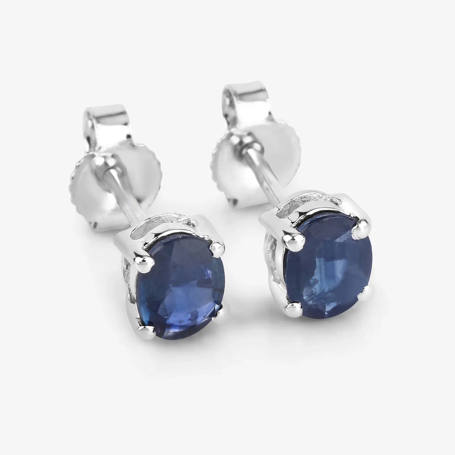 Genuine Blue Sapphire 10K Gold Oval Earrings