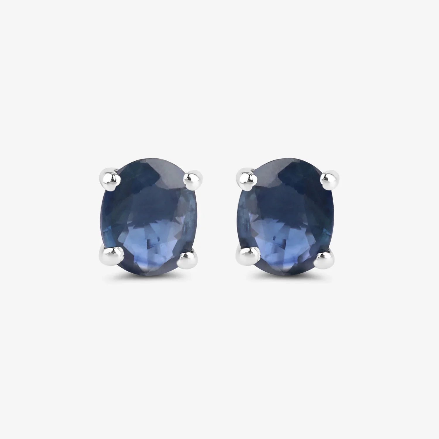 Genuine Blue Sapphire 10K Gold Oval Earrings