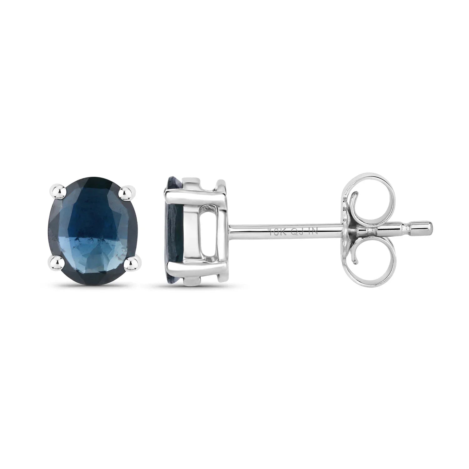 Genuine Blue Sapphire 10K Gold Oval Earrings