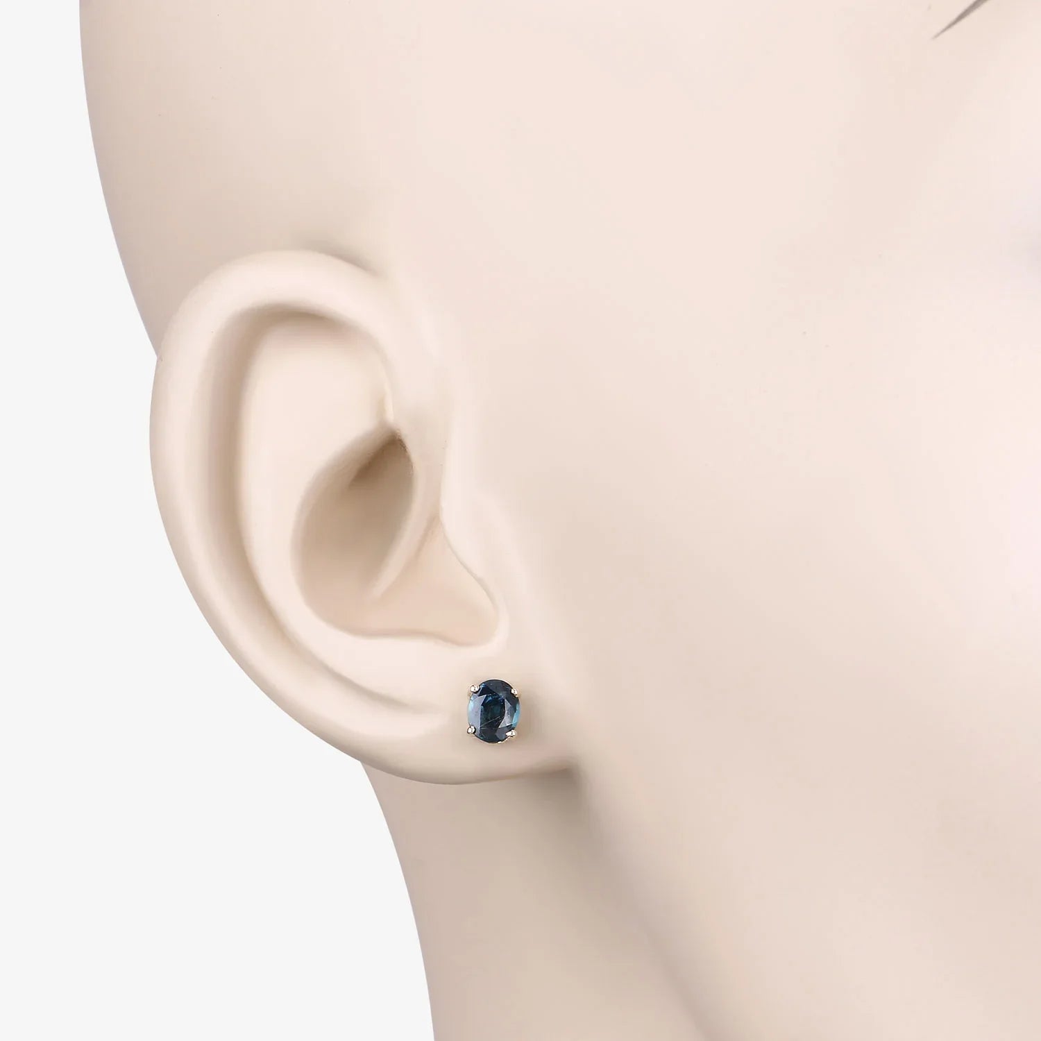 Genuine Blue Sapphire 10K Gold Oval Earrings