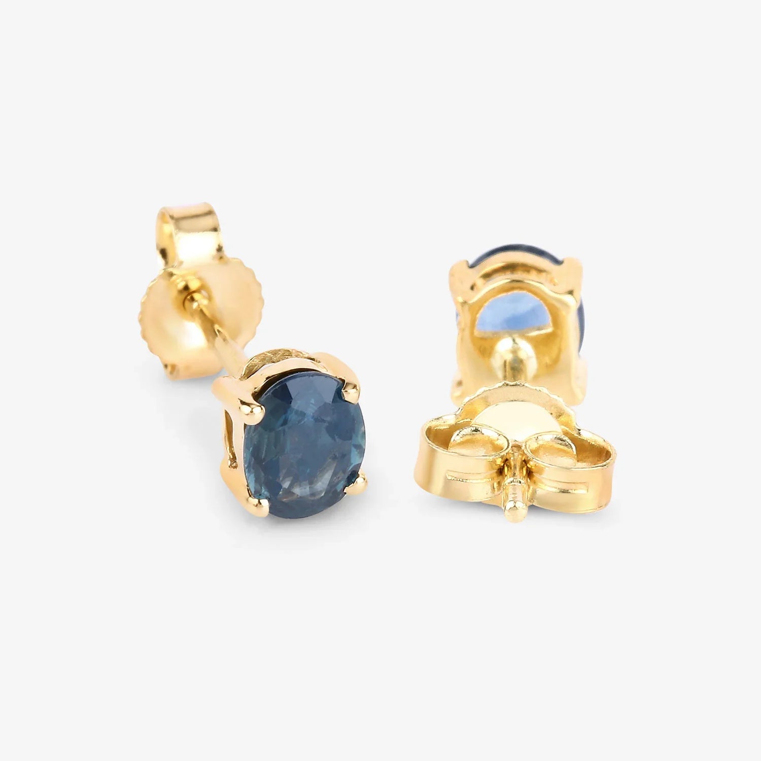 Genuine Blue Sapphire 10K Gold Oval Earrings