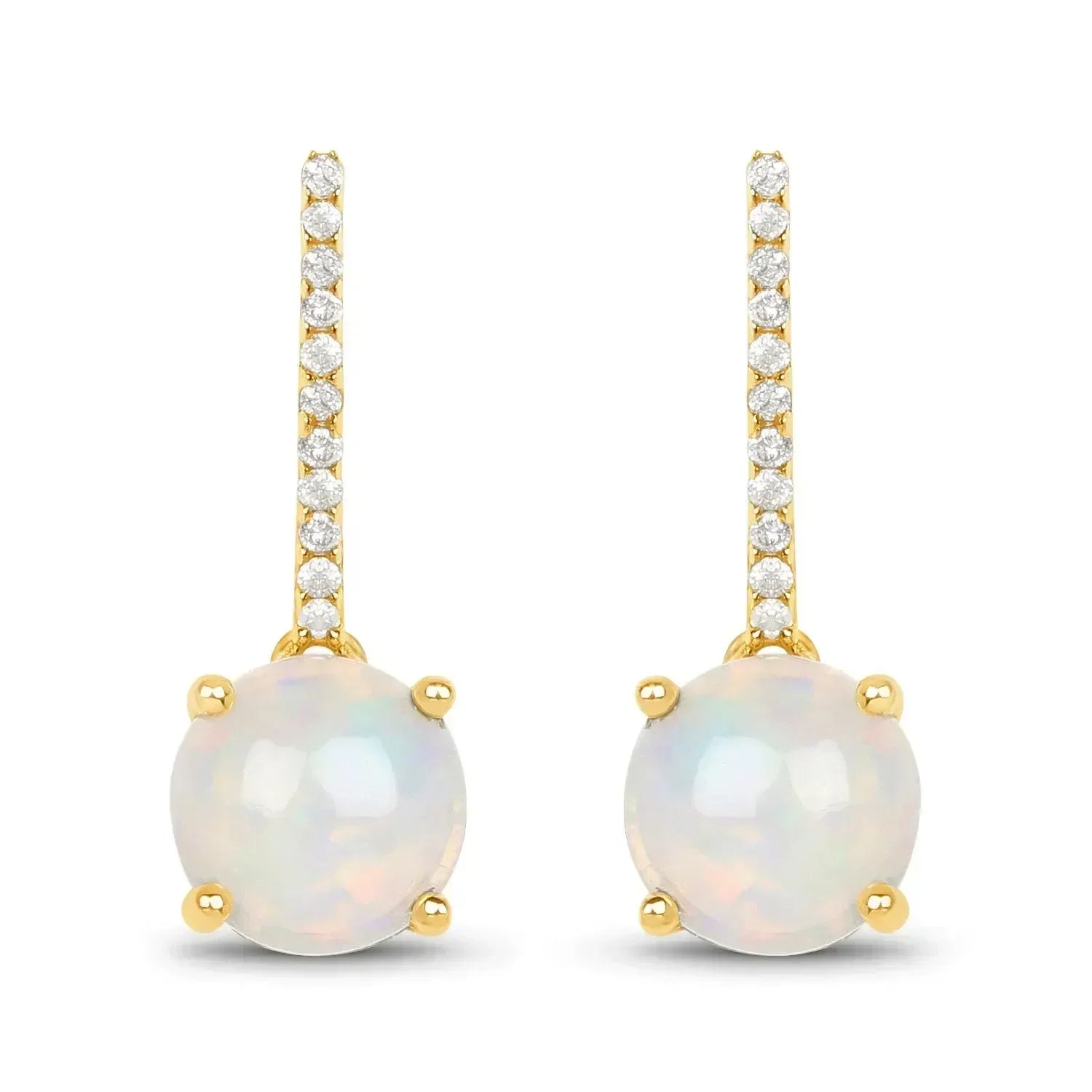 Pendientes colgantes de ópalo en oro de 14 quilates con diamantes