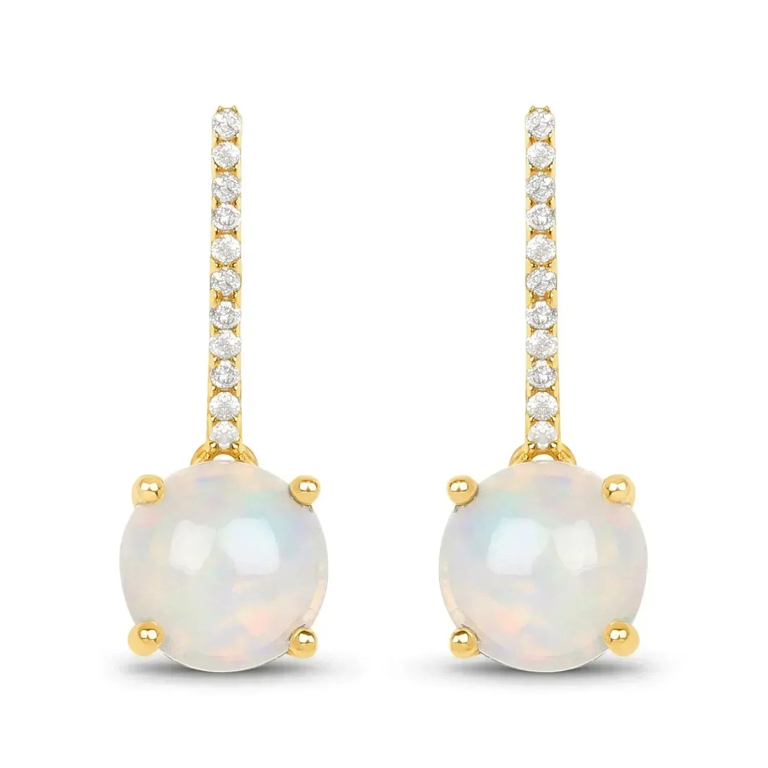 14K Gold Opal And Diamond Drop Earrings