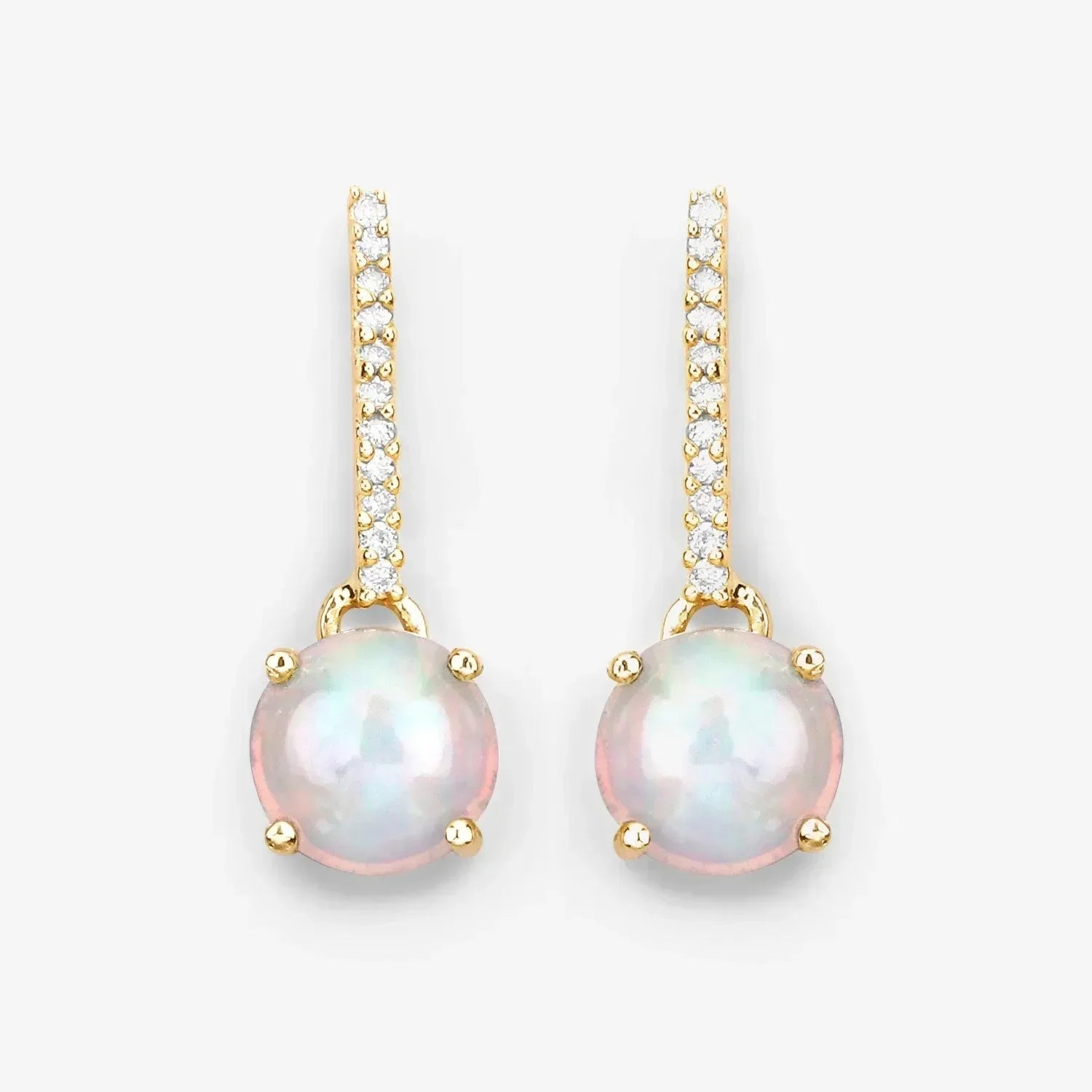 14K Gold Opal And Diamond Drop Earrings