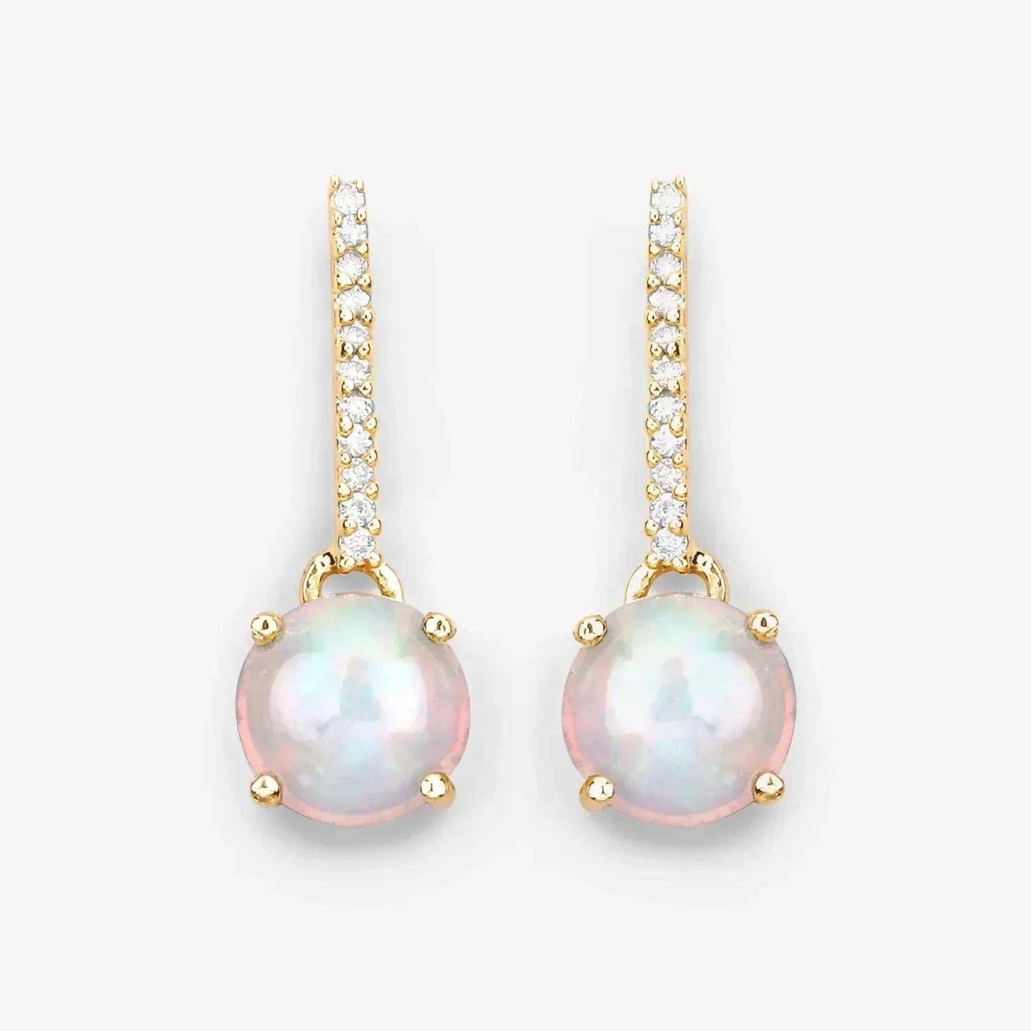 Pendientes colgantes de ópalo en oro de 14 quilates con diamantes