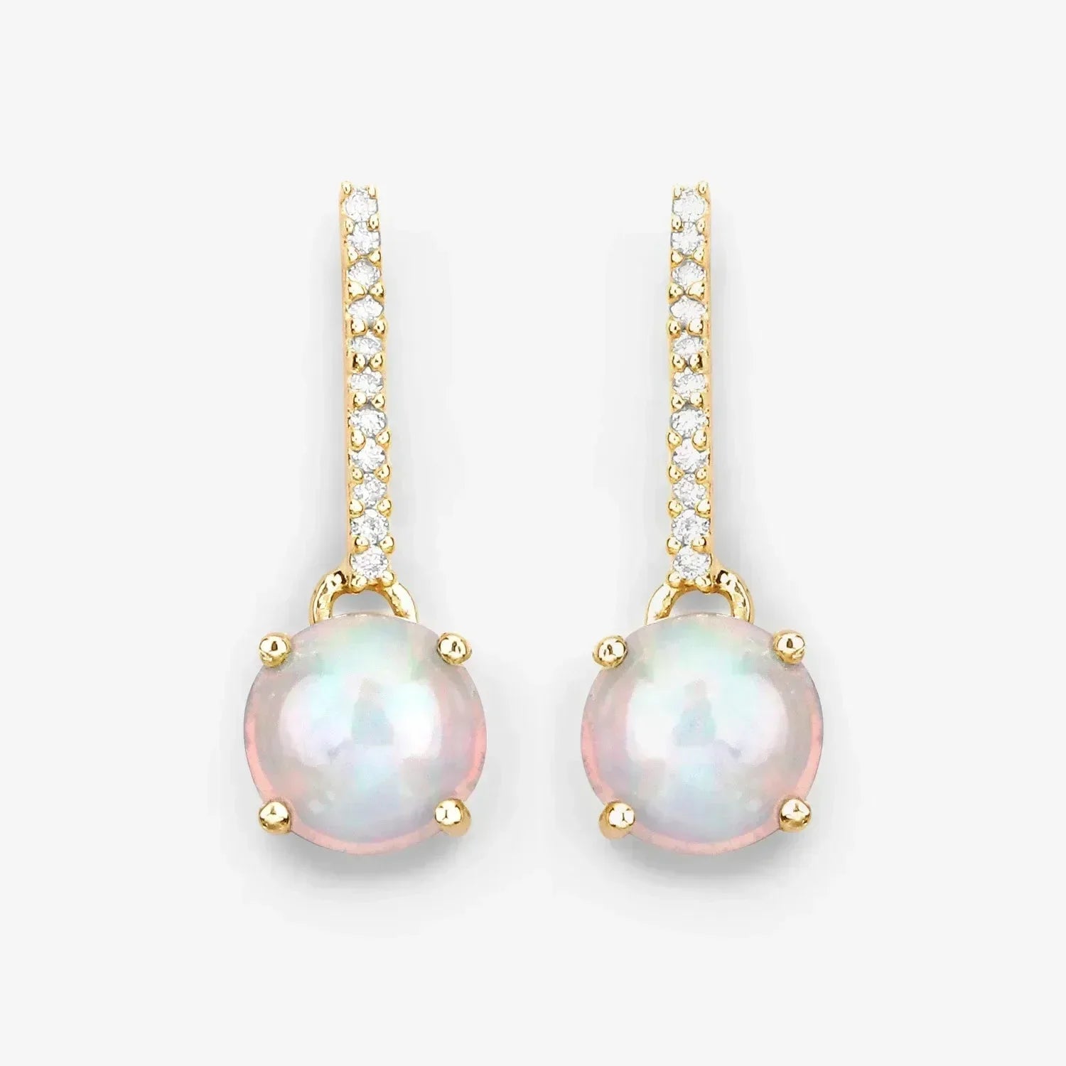 14K Gold Opal And Diamond Drop Earrings