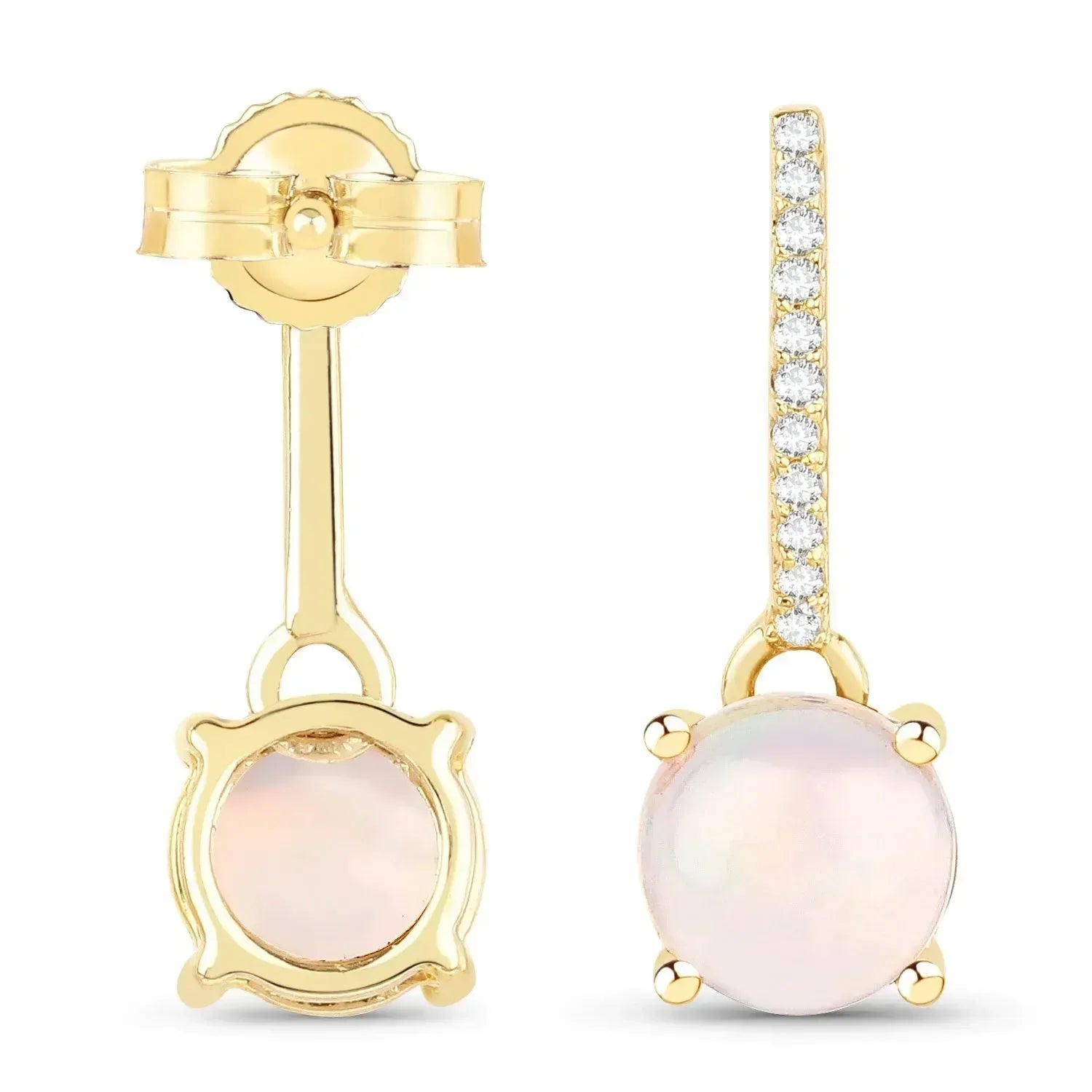 Pendientes colgantes de ópalo en oro de 14 quilates con diamantes