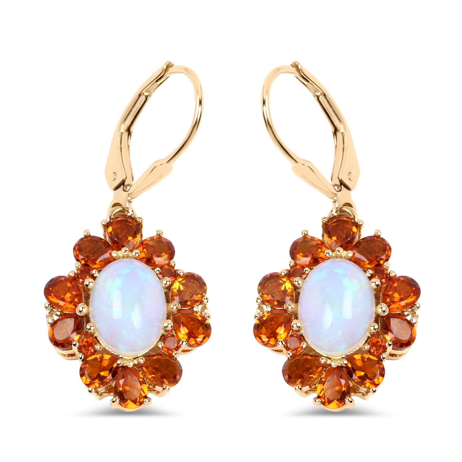 Silver Genuine Ethiopian Flower Opal Dangle Earrings