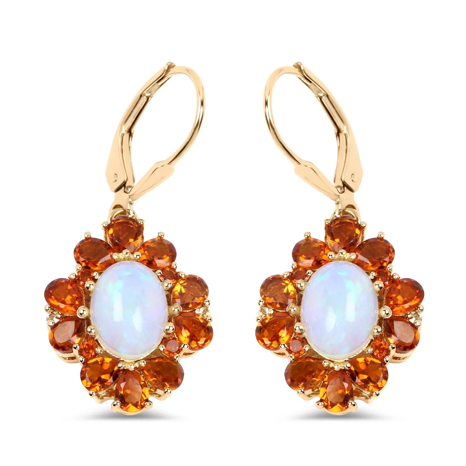 Silver Genuine Ethiopian Flower Opal Dangle Earrings