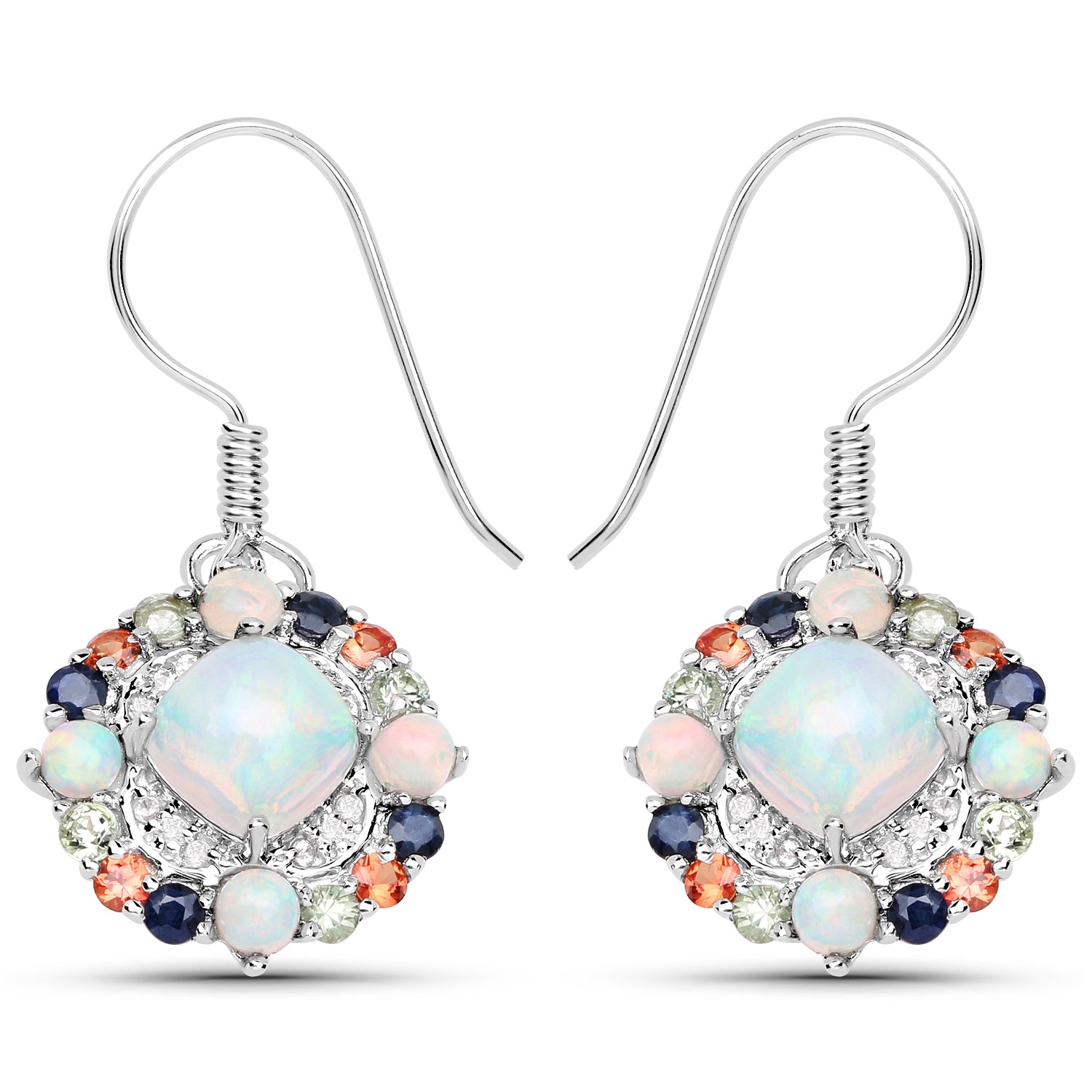 Genuine Silver Opal Dangle Earrings