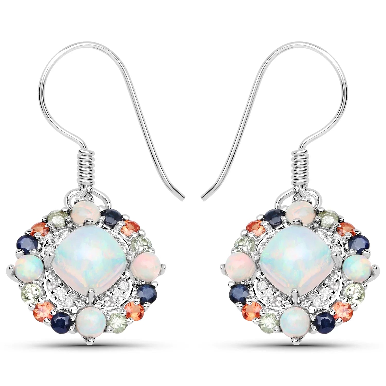 Genuine Silver Opal Dangle Earrings