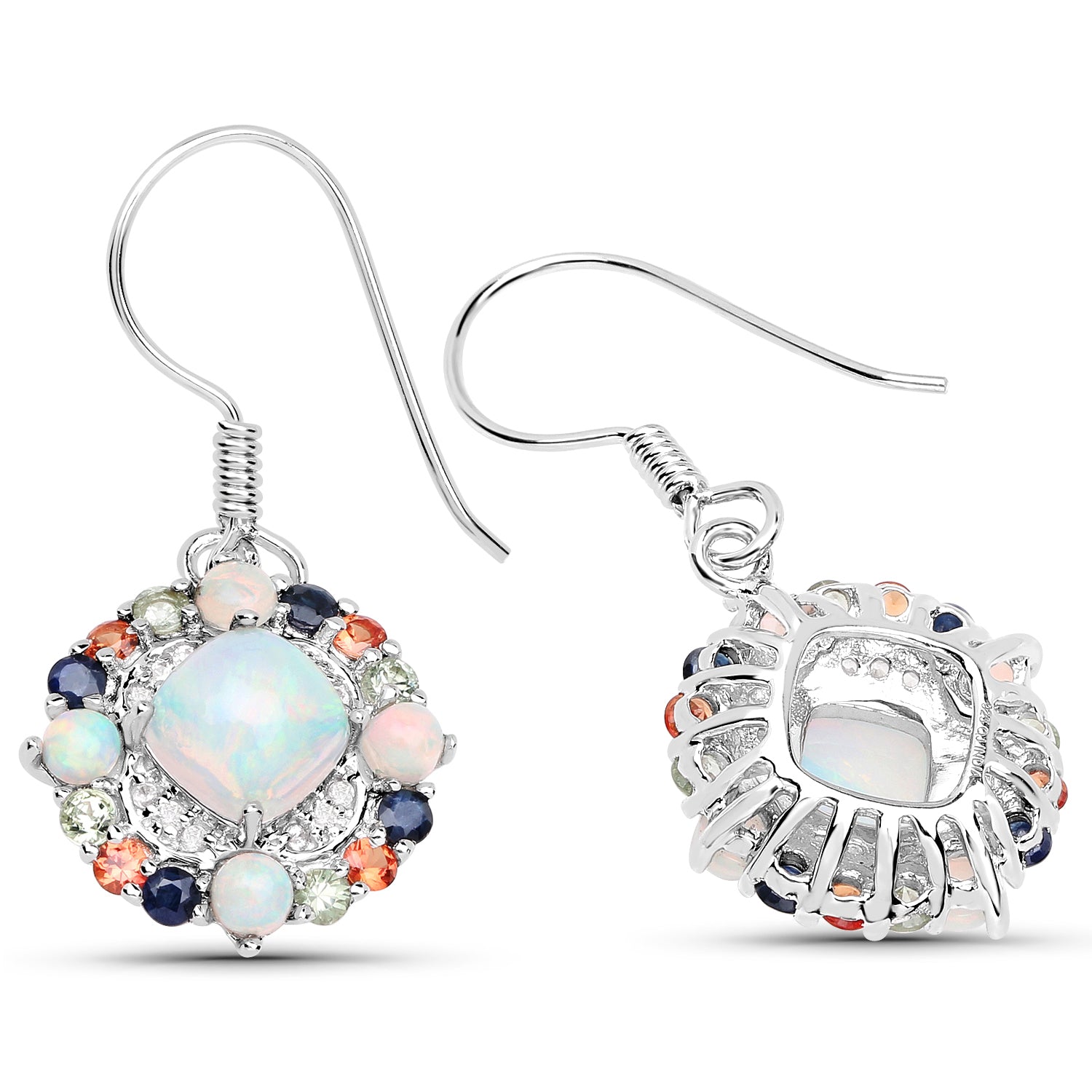 Genuine Silver Opal Dangle Earrings