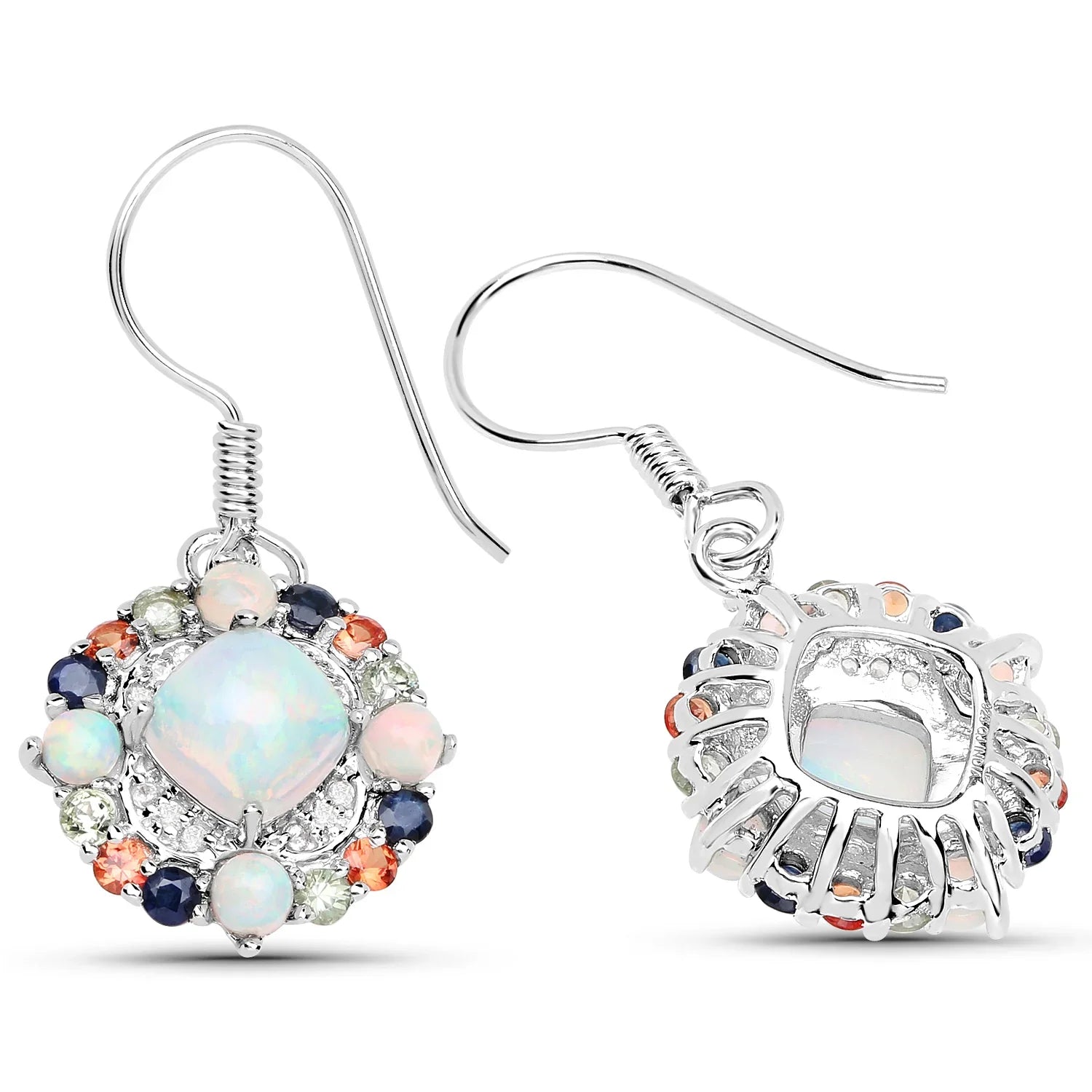Genuine Silver Opal Dangle Earrings