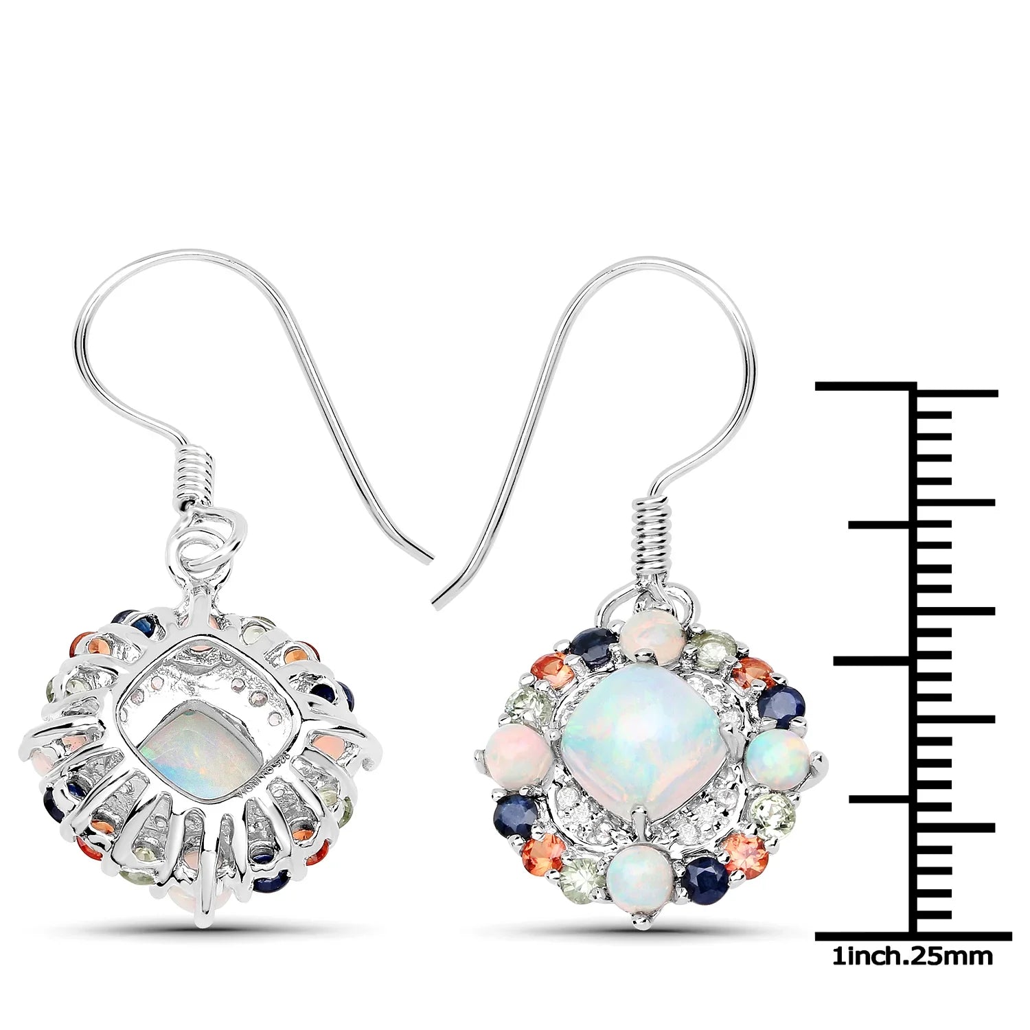 Genuine Silver Opal Dangle Earrings