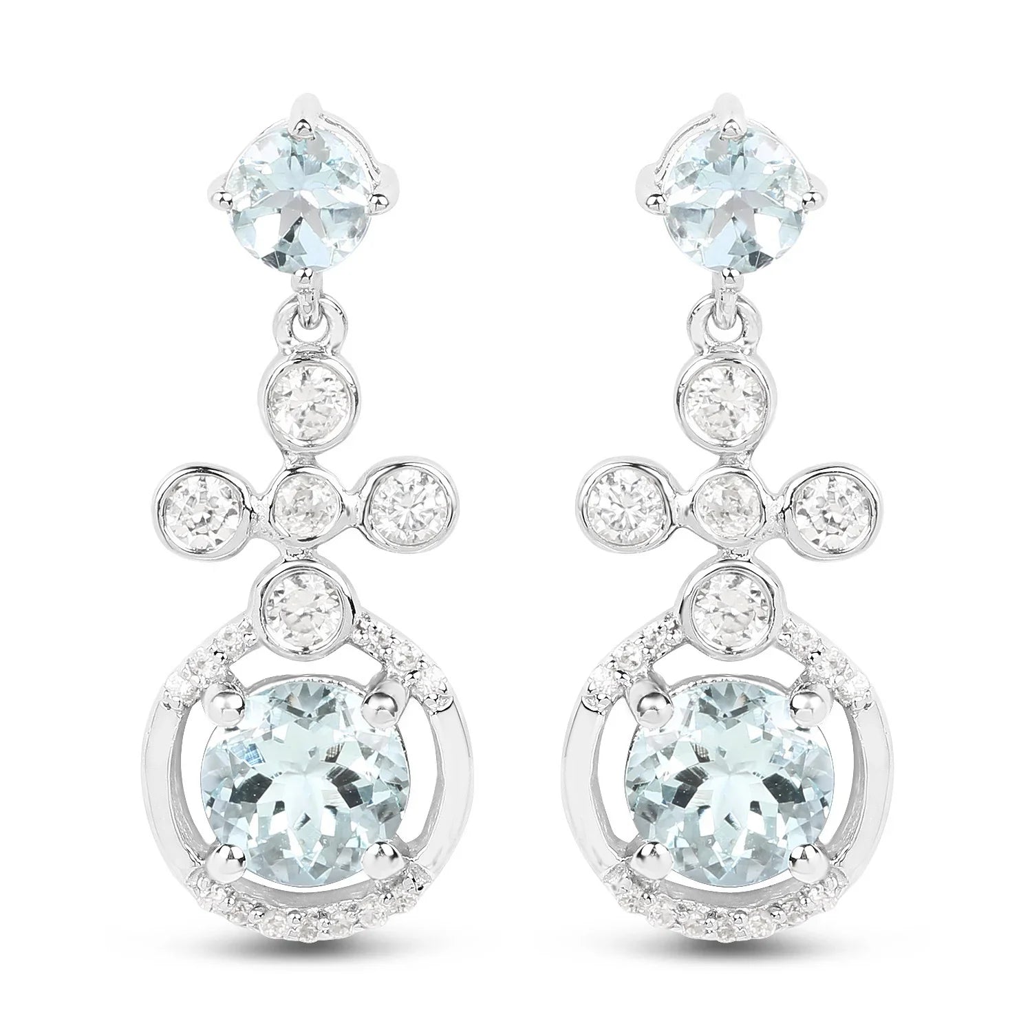 Aquamarine Dangle Earrings Sterling Silver