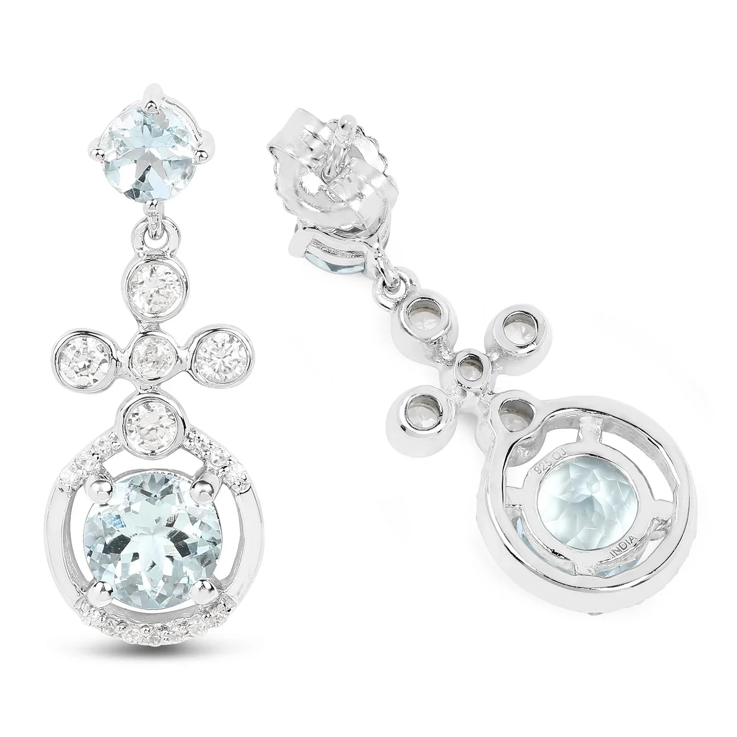 Aquamarine Dangle Earrings Sterling Silver
