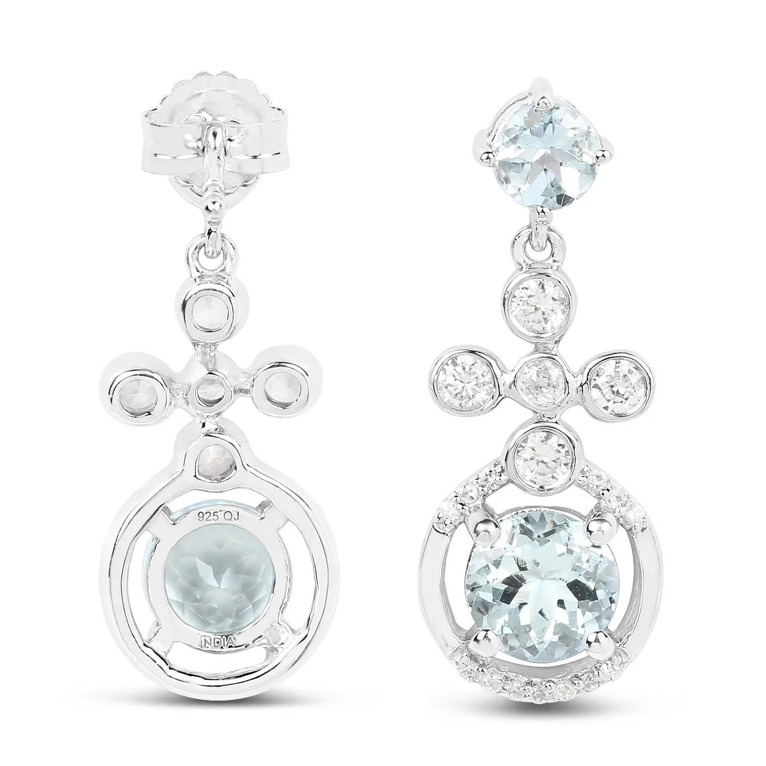 Aquamarine Dangle Earrings Sterling Silver