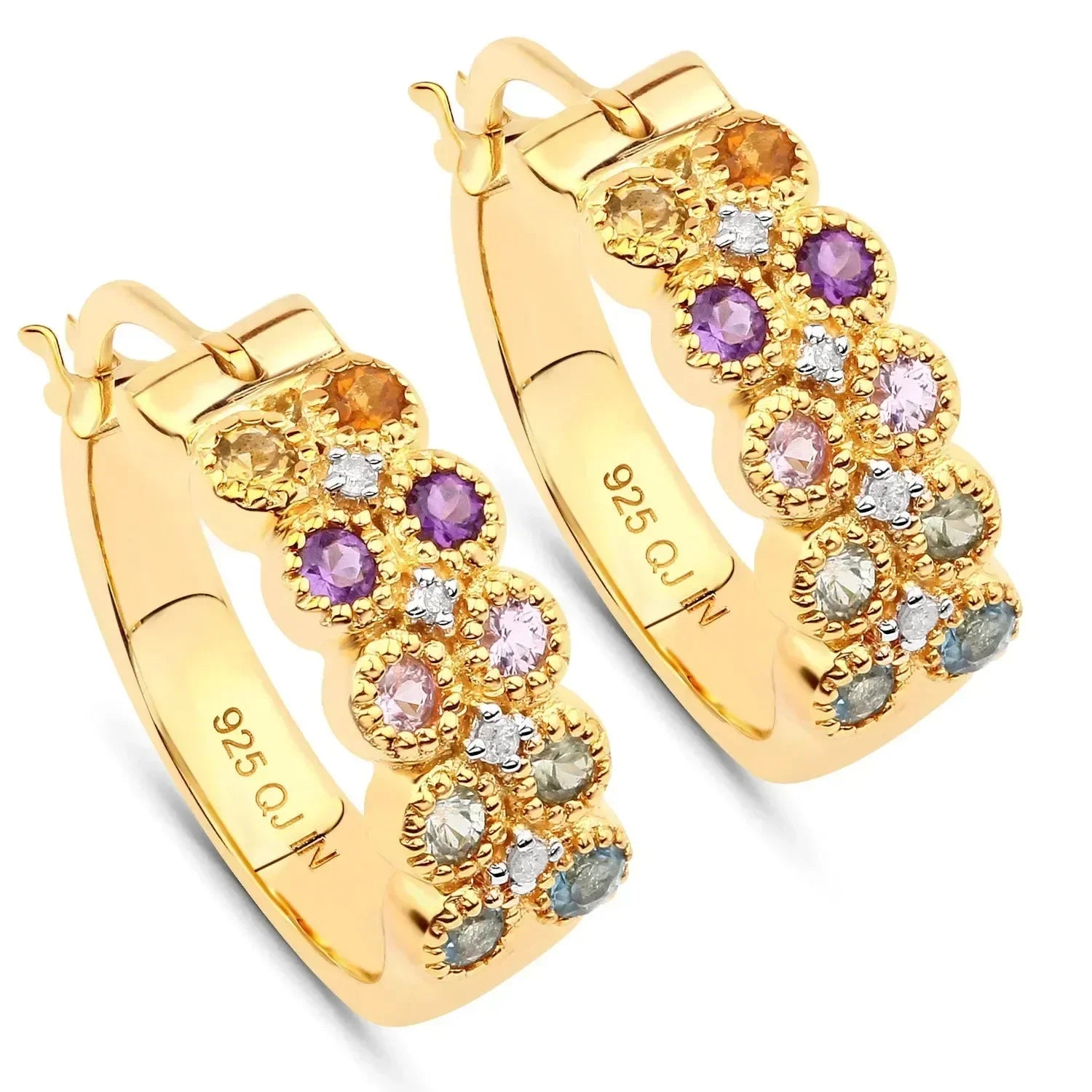 Pendientes de aro con piedras multicolor