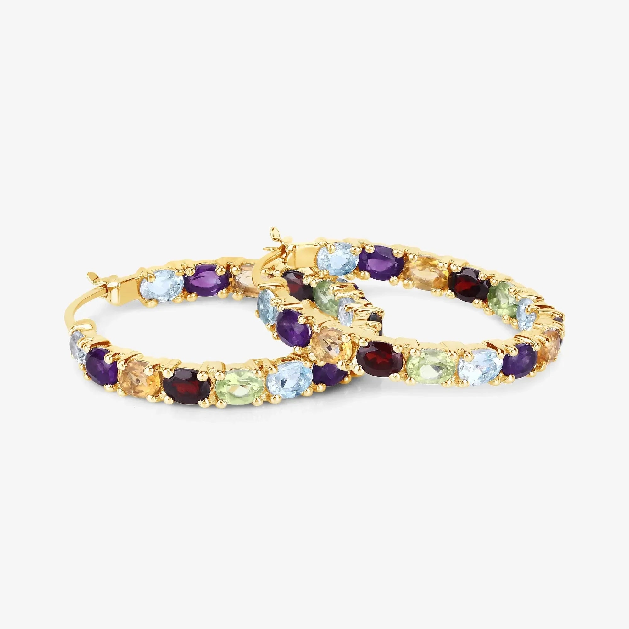 Multi colored Stone Hoop Earrings