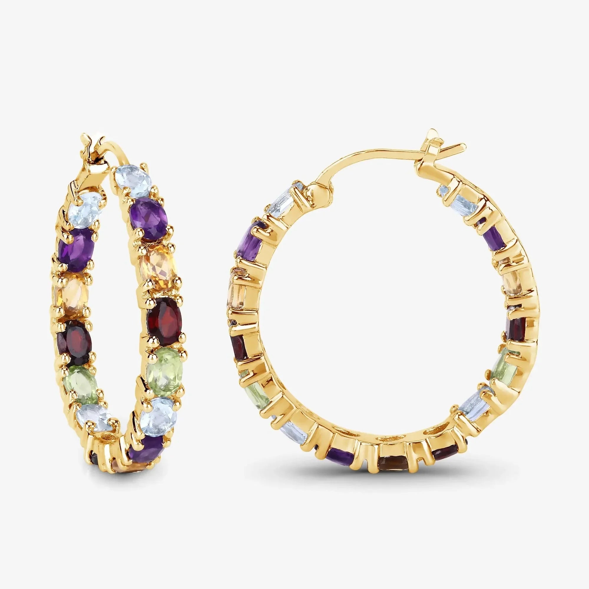 Multi colored Stone Hoop Earrings