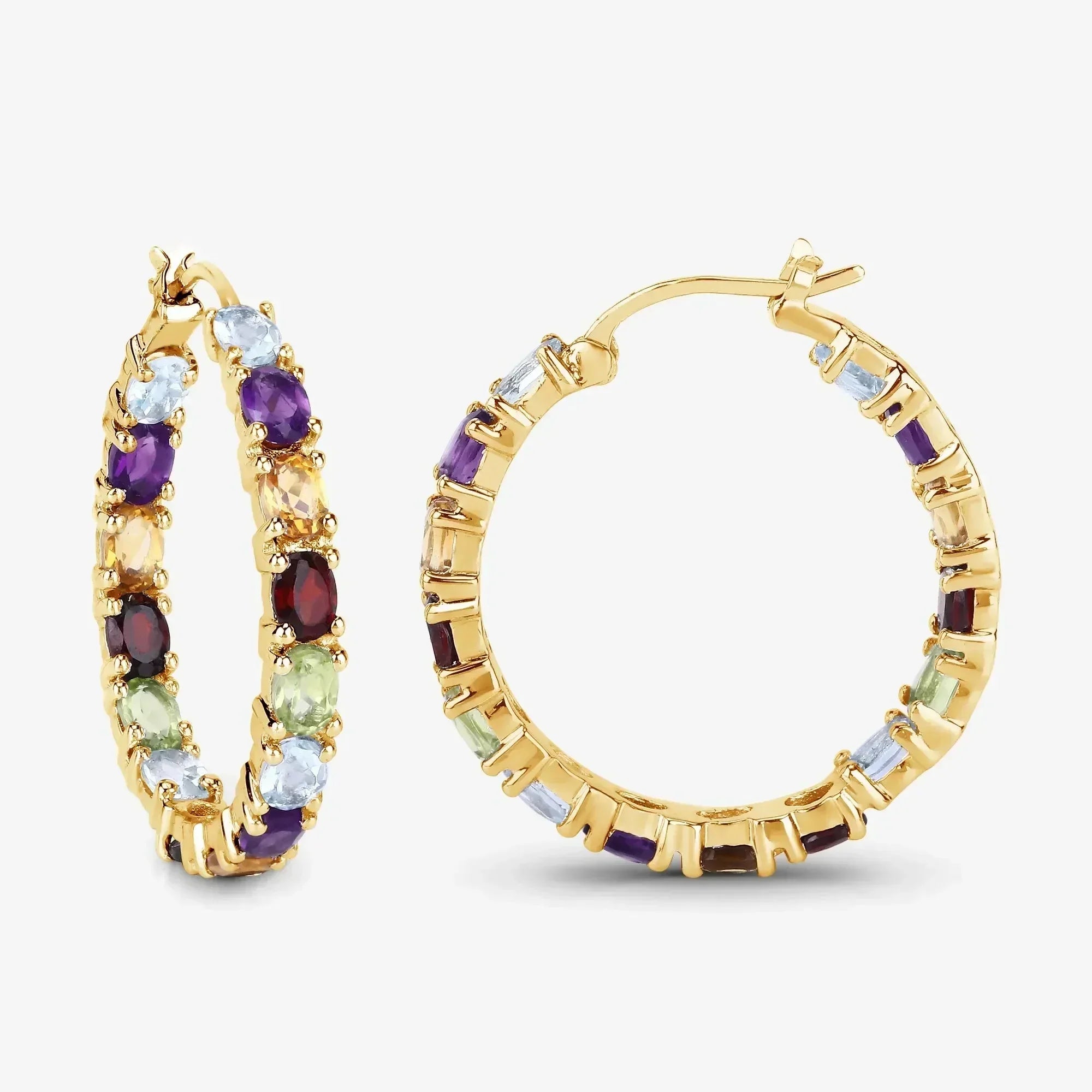 Pendientes de aro con piedras preciosas multicolores